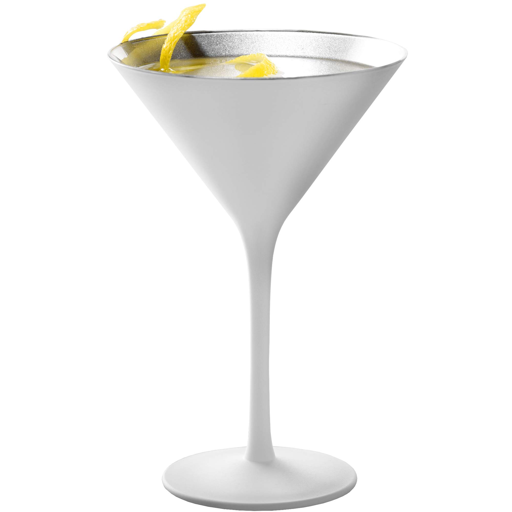 Stölzle Lausitz Olympia 8oz Martini Glasses Set of 6 - Premium Crystal Barware, Lead-Free & Dishwasher Safe Cocktail Glasses - Perfect for Gatsby Parties, Wedding Receptions & Upscale Home Entertaining (White/Silver)