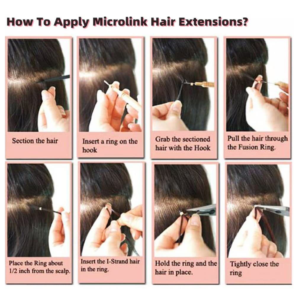 Kinky Straight Microlink Hair Extensions 22 Inch - 100% Human Brazilian Remy Hair, 200g Per Pack, 1g/Strand, Coarse Straight Micro Loop Extensions for Natural Look & Easy Styling | Perfect for Daily Wear, Parties & Special Occasions