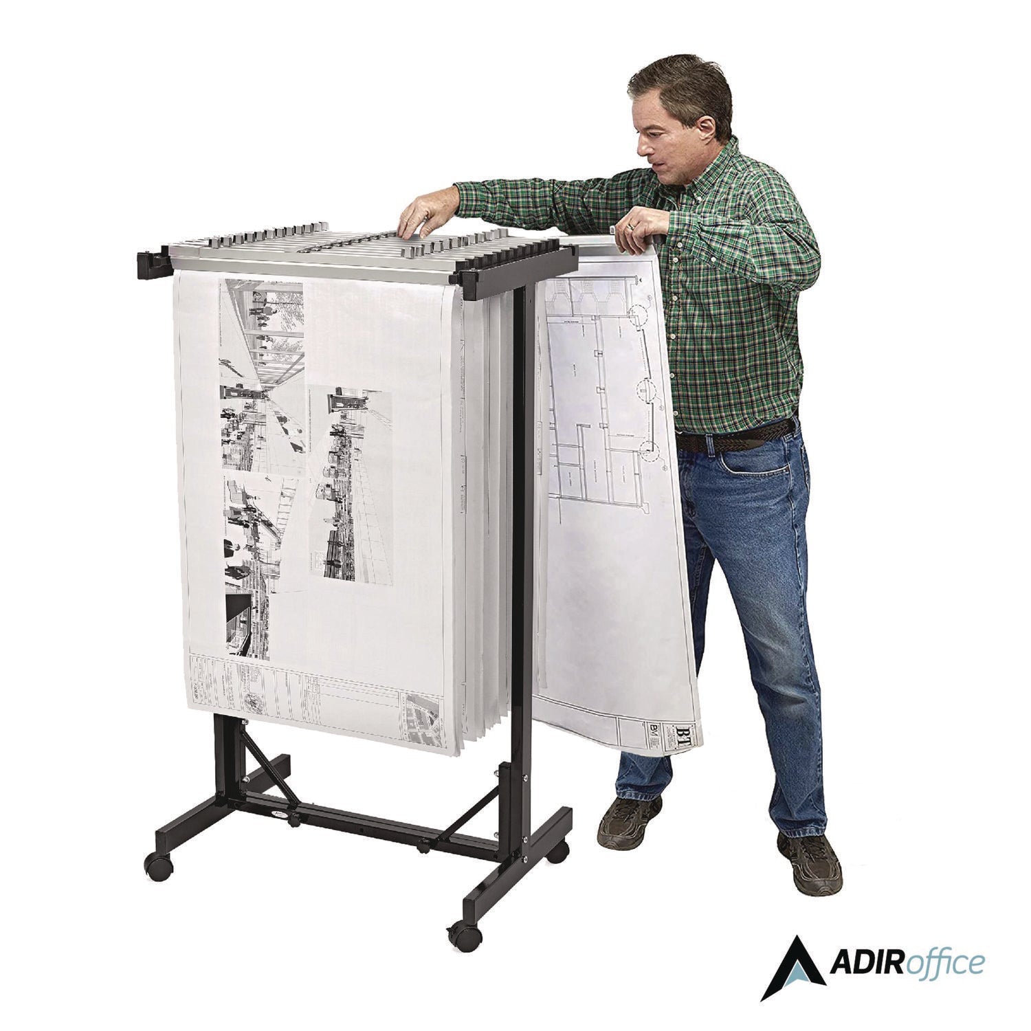 AdirOffice Expandable Blueprint Storage Cabinet - Mobile Plan Center for Architects & Engineers - Holds Documents 20.5