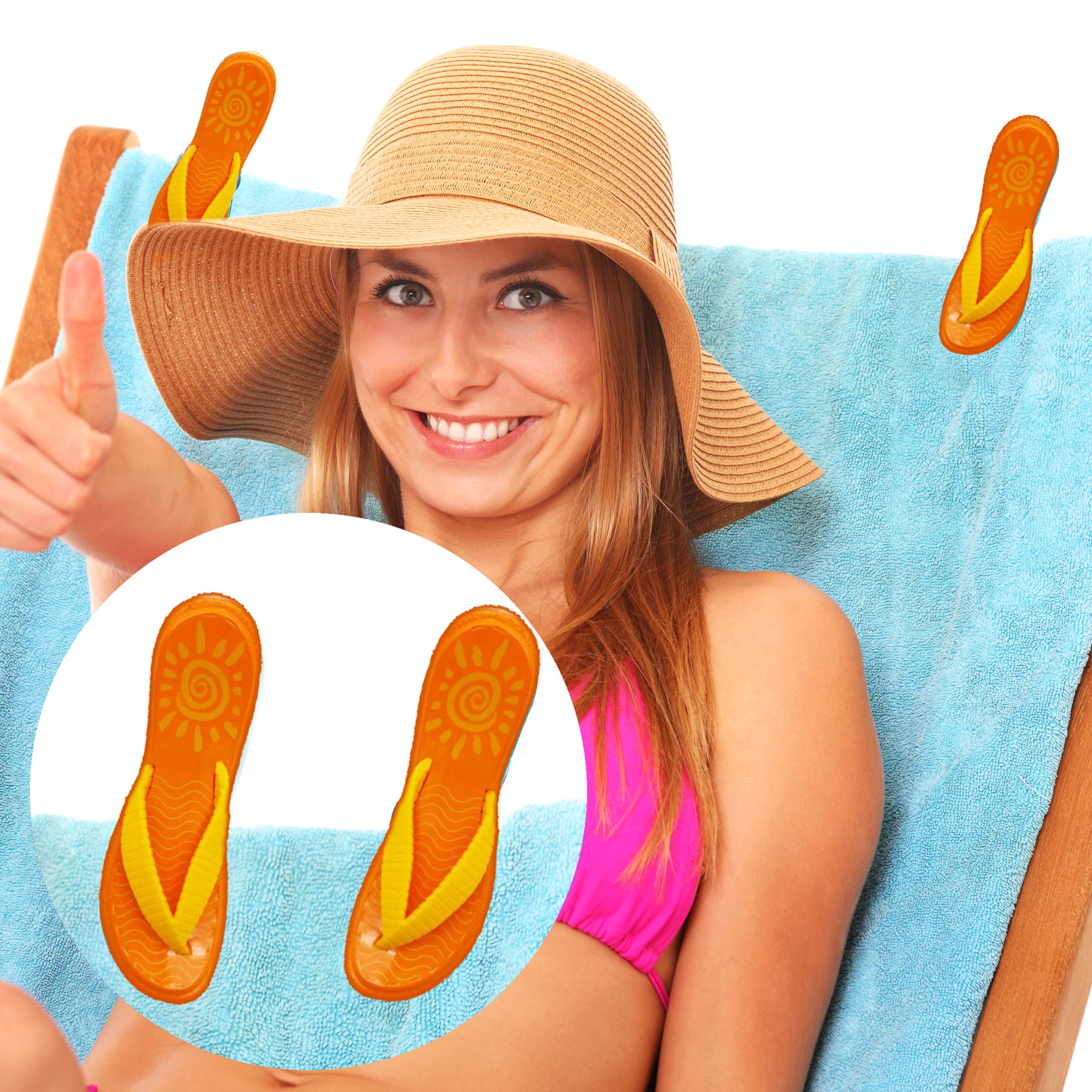 PERFORMORE 2-Pack Beach Towel Clips - Secure & Portable Towel Holder for Beach Chairs, Deck, Patio, Pool, Boat & Cruise - Lounge Chair Accessories (Orange) - Perfect for Travel, Vacation & Outdoor Relaxation