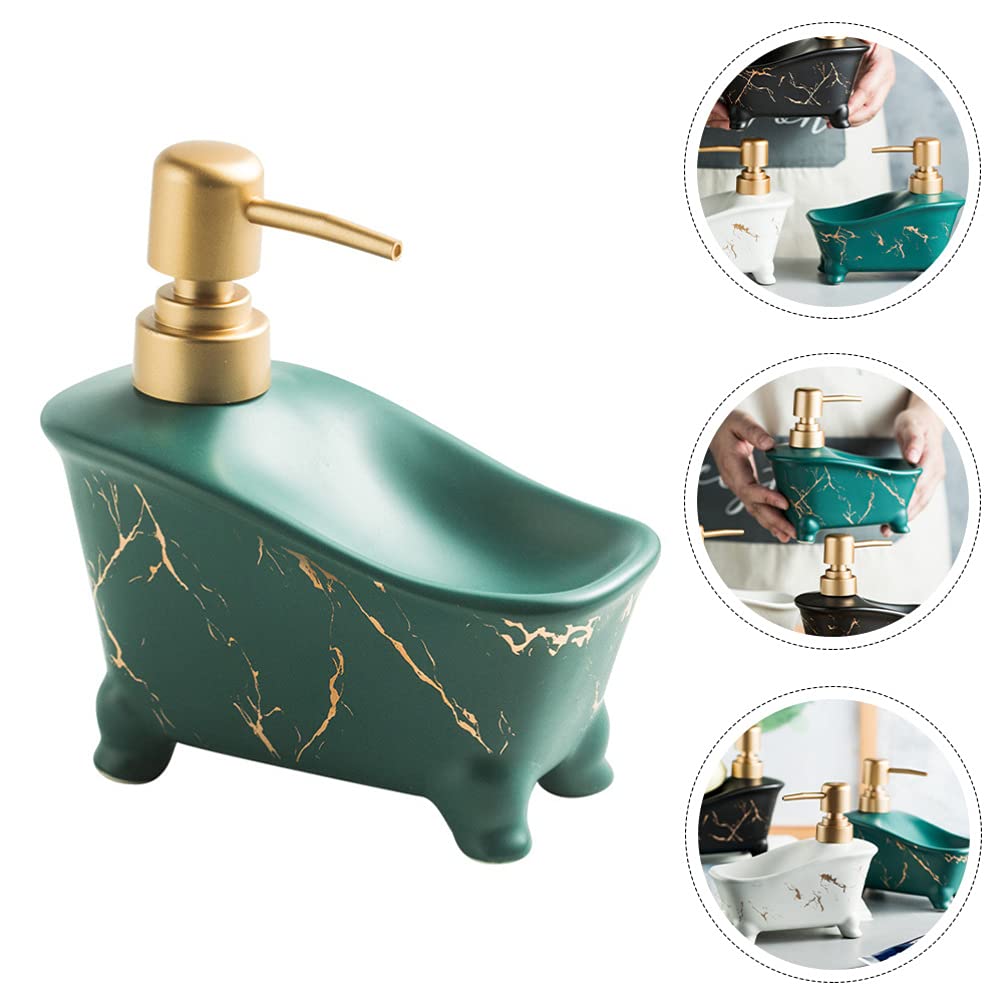 1pc Ceramic Pump Bottle - Empty Lotion Dispenser for Shower Gel, Shampoo & Liquid Soap | Bathroom Organizer with Soap Tray | Perfect for Spa, Salon & Home Bathroom Decor