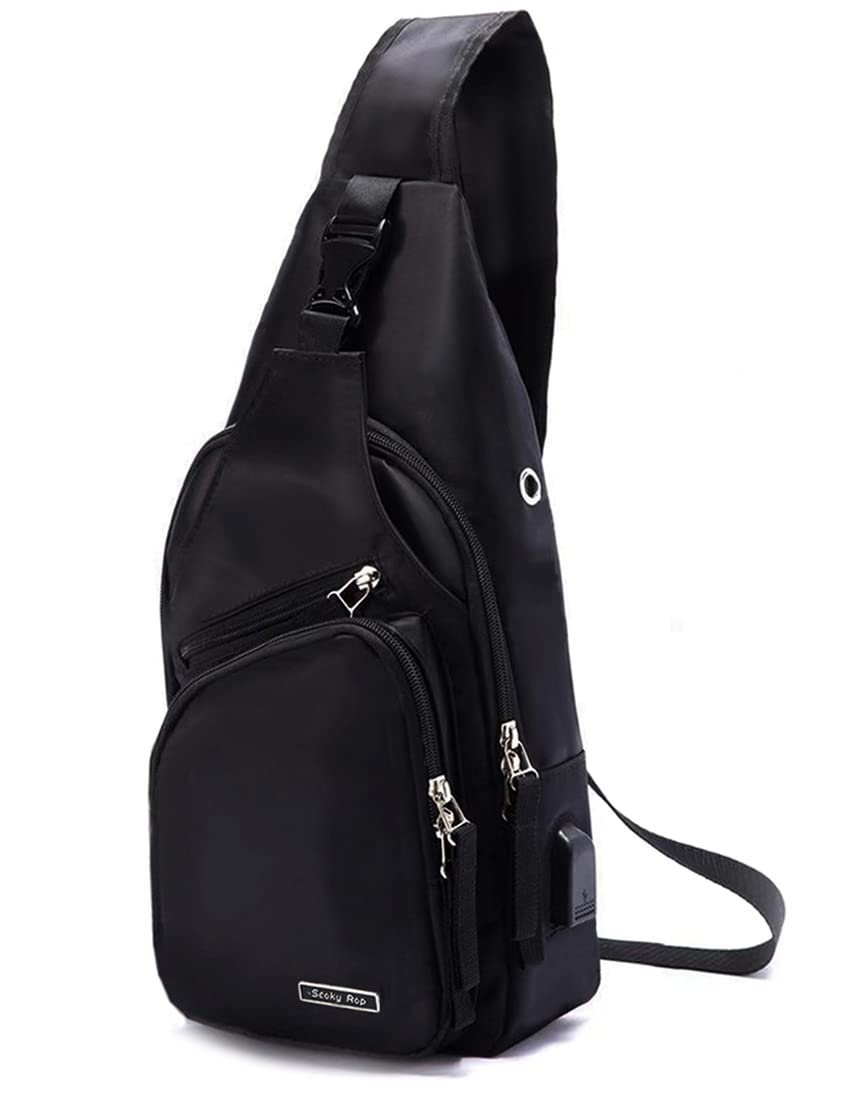 Waterproof Men's Sling Bag with USB Charging Port - Lightweight Crossbody Shoulder Chest Backpack for Travel, Hiking & Daily Commute