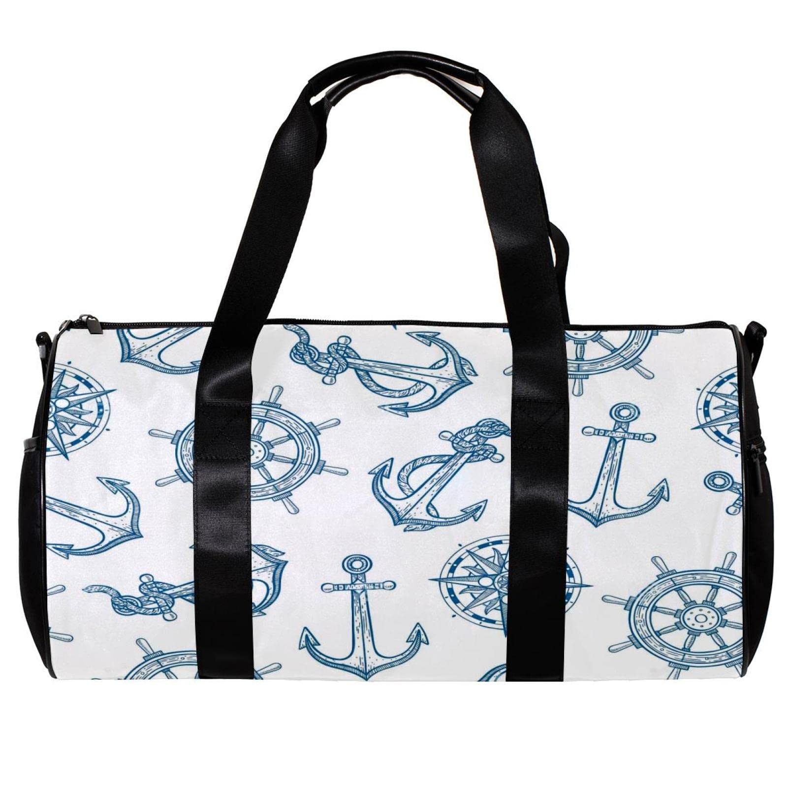 Stylish Cartoon Anchor Travel Duffel Bag - Waterproof Sports Gym Bag for Men & Women - Foldable Weekender Overnight Bag - Perfect for Gym, Travel, Beach & Weekend Getaways