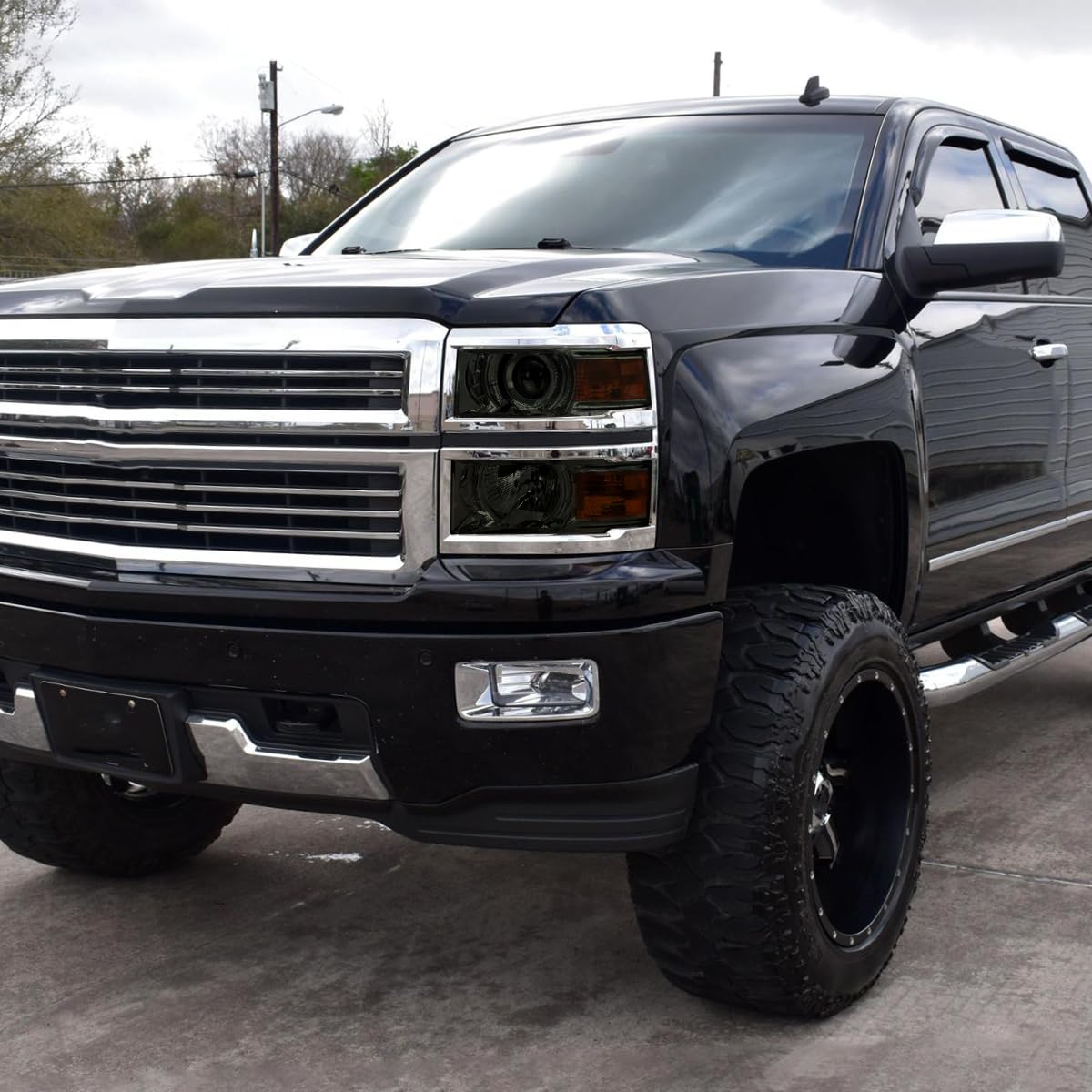 Smoke Projector Headlights with Amber Corner Lamps for 2014-2015 Chevy Silverado 1500 | Durable LED Lights for Night Driving & Off-Road Adventures