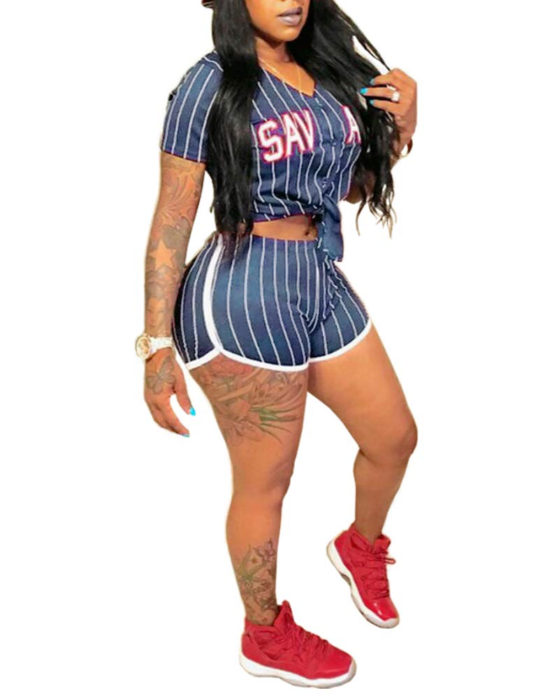 Acalyn Women's 2 Piece Outfit - Letter Print Short Sleeve T-Shirt & Athletic Shorts Set, Casual Summer Tracksuit for Gym, Running, Yoga & Lounge Wear