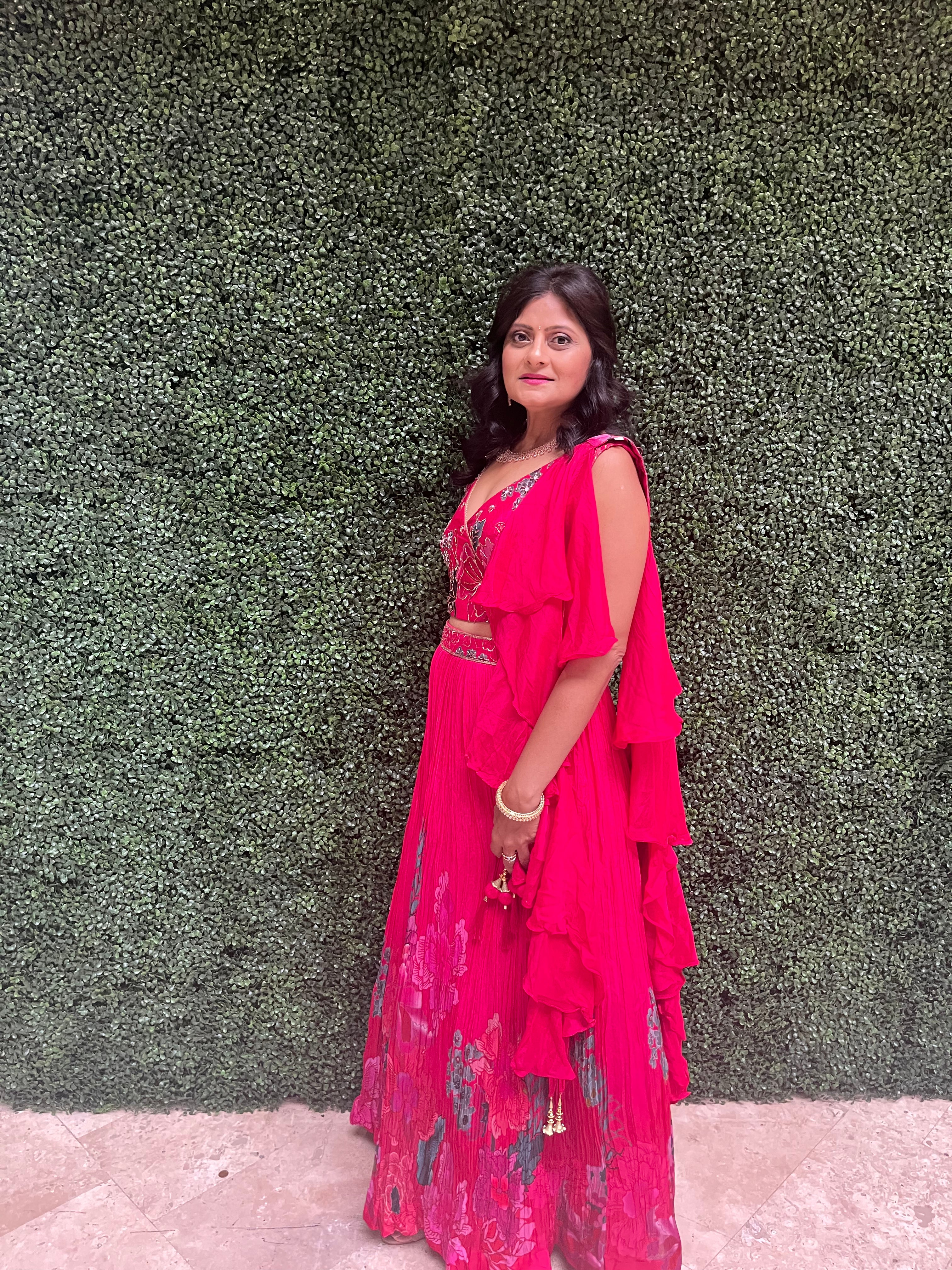 Dark Pink Floral Lehenga Choli Set - Indian Traditional Bridal Party Wear for Weddings & Festivals