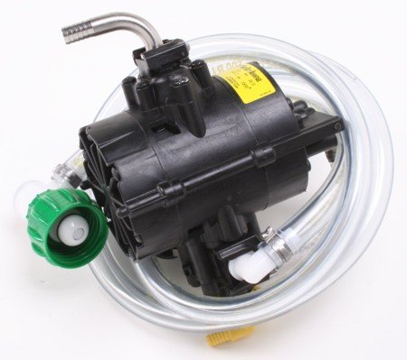 Shurflo Syrup Pump with Green Connector for Soda Fountain - Commercial Beverage Dispenser for Restaurants, Bars, and Cafes