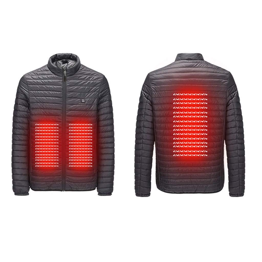 Men's Winter Trench Coat with USB Electric Heating - Warm Down Cotton Jacket for Outdoor Activities, Commuting & Cold Weather Protection