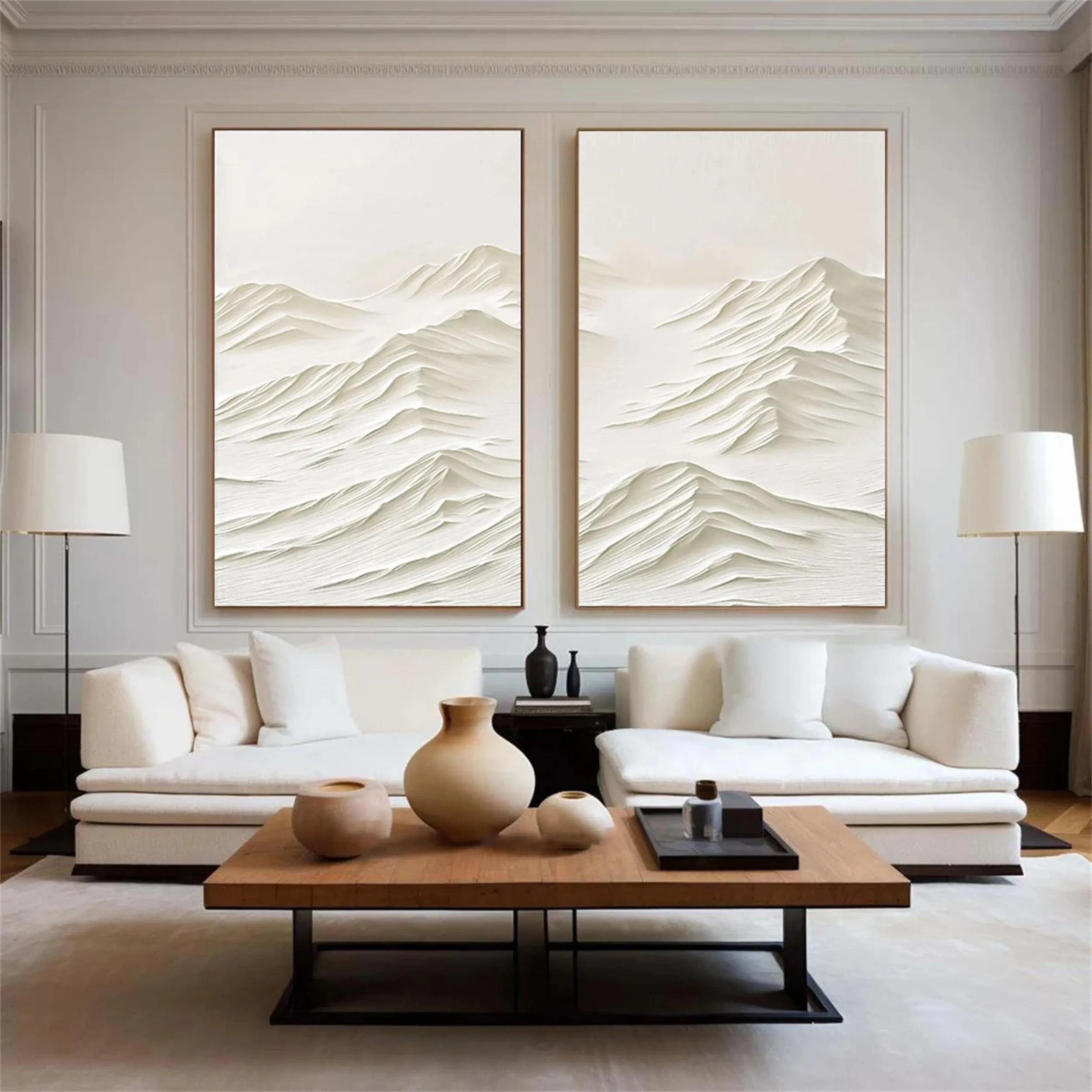 Minimalist Textured Plaster Art Painting Set of 2 - Modern Abstract Wall Decor for Living Room, Bedroom & Office #MM254