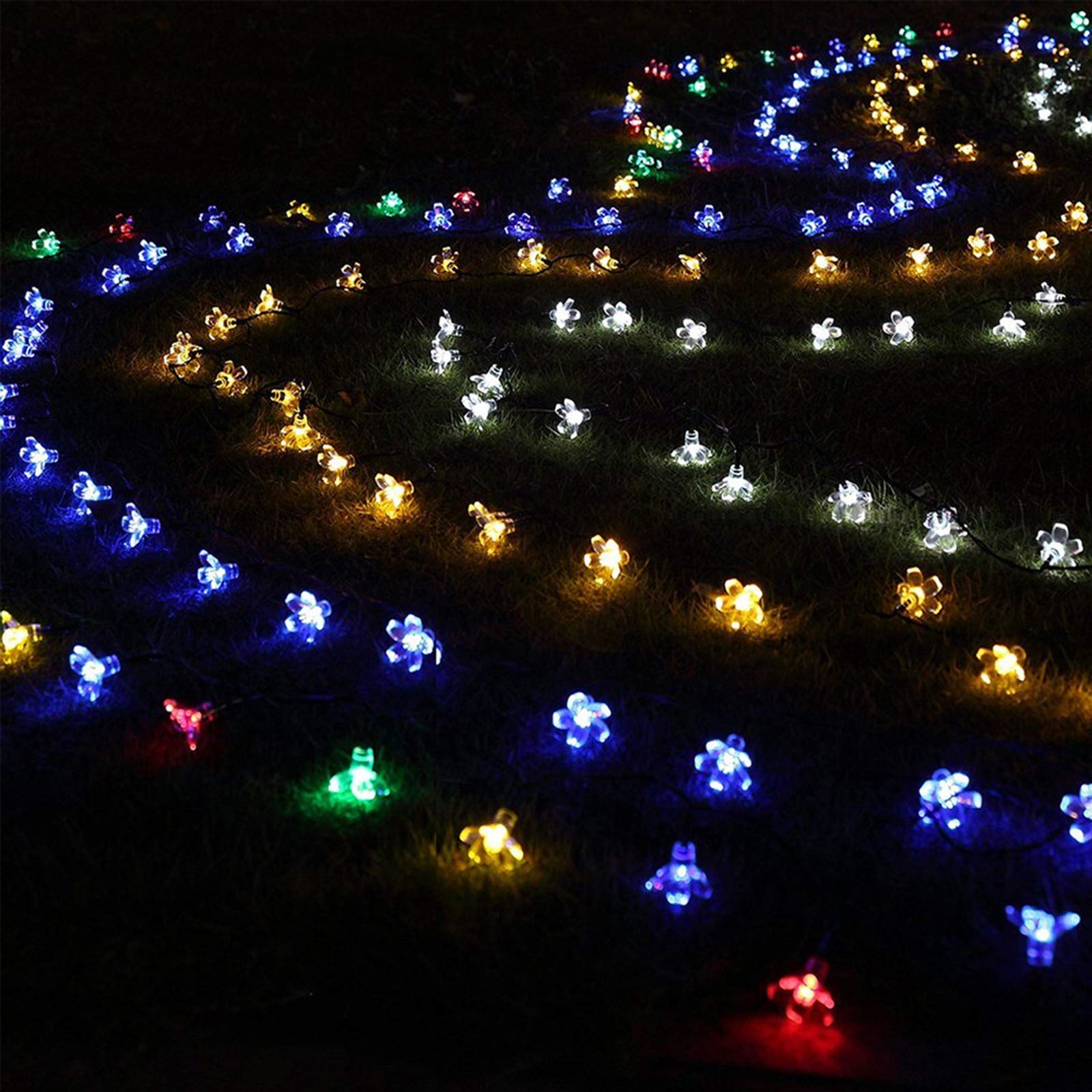 Pink Peach Blossom Solar Fairy String Lights - 22.96ft 50 LED Waterproof Outdoor Lights for Garden, Patio, Wedding, Party & Holiday Decor - Romantic Ambiance for Backyard, Lawn, and Home Decoration