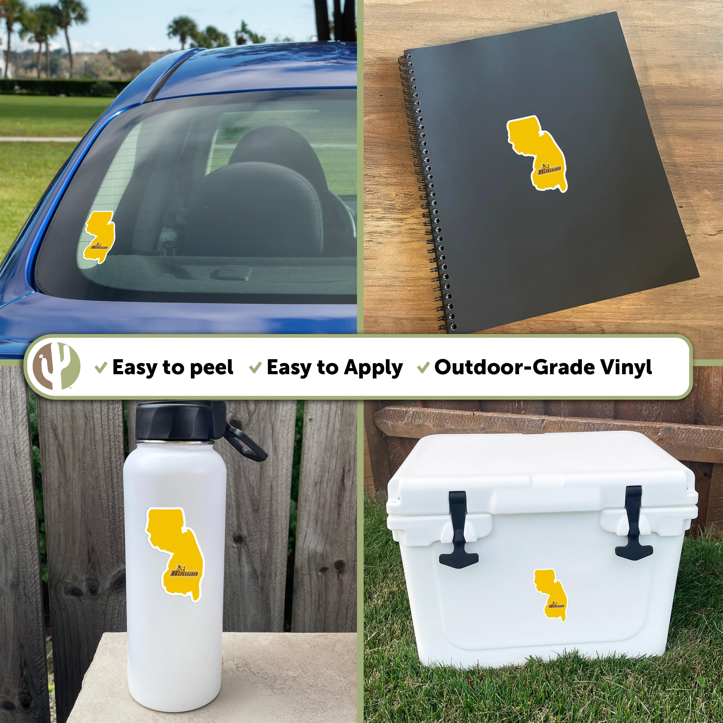 Desert Cactus Rowan University Vinyl Decal Sticker - Waterproof Laptop, Water Bottle, Car, Scrapbook Decor - Perfect for College Students, Alumni Gifts & State Pride
