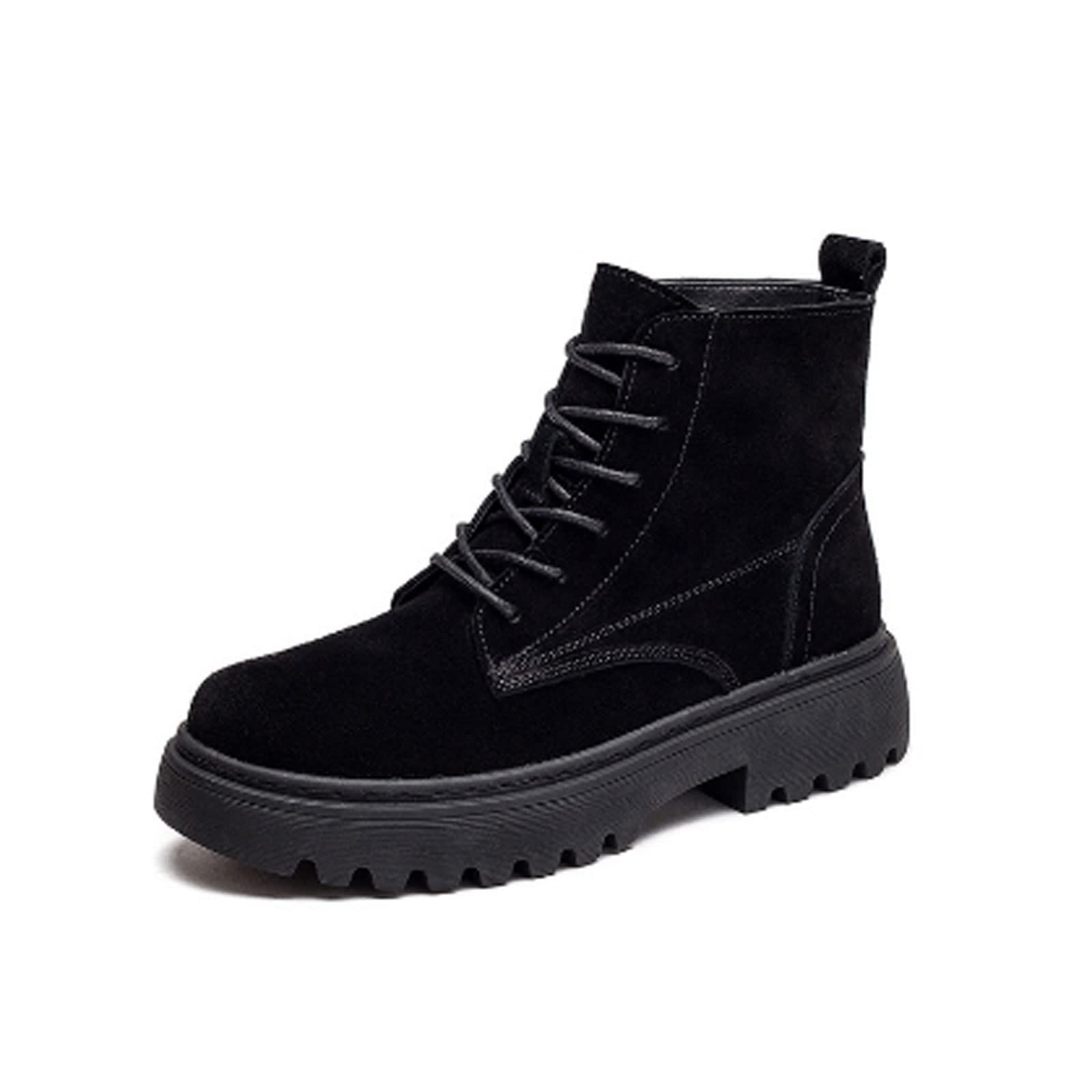 Women's Suede Leather Ankle Boots - Flat Platform Short Boots for Women, Fashion Autumn Winter Boots, Black (Size 6 US) | Perfect for Casual Outfits, Office Wear & Fall/Winter Fashion