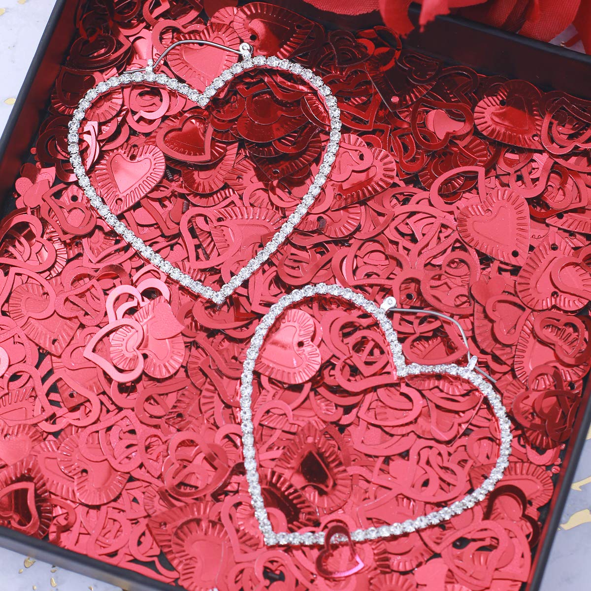 Sparkling Rhinestone Crystal Heart Hoop Earrings for Women - Elegant & Comfortable Fashion Jewelry - Perfect for Parties, Weddings & Everyday Wear - Includes Gift Box