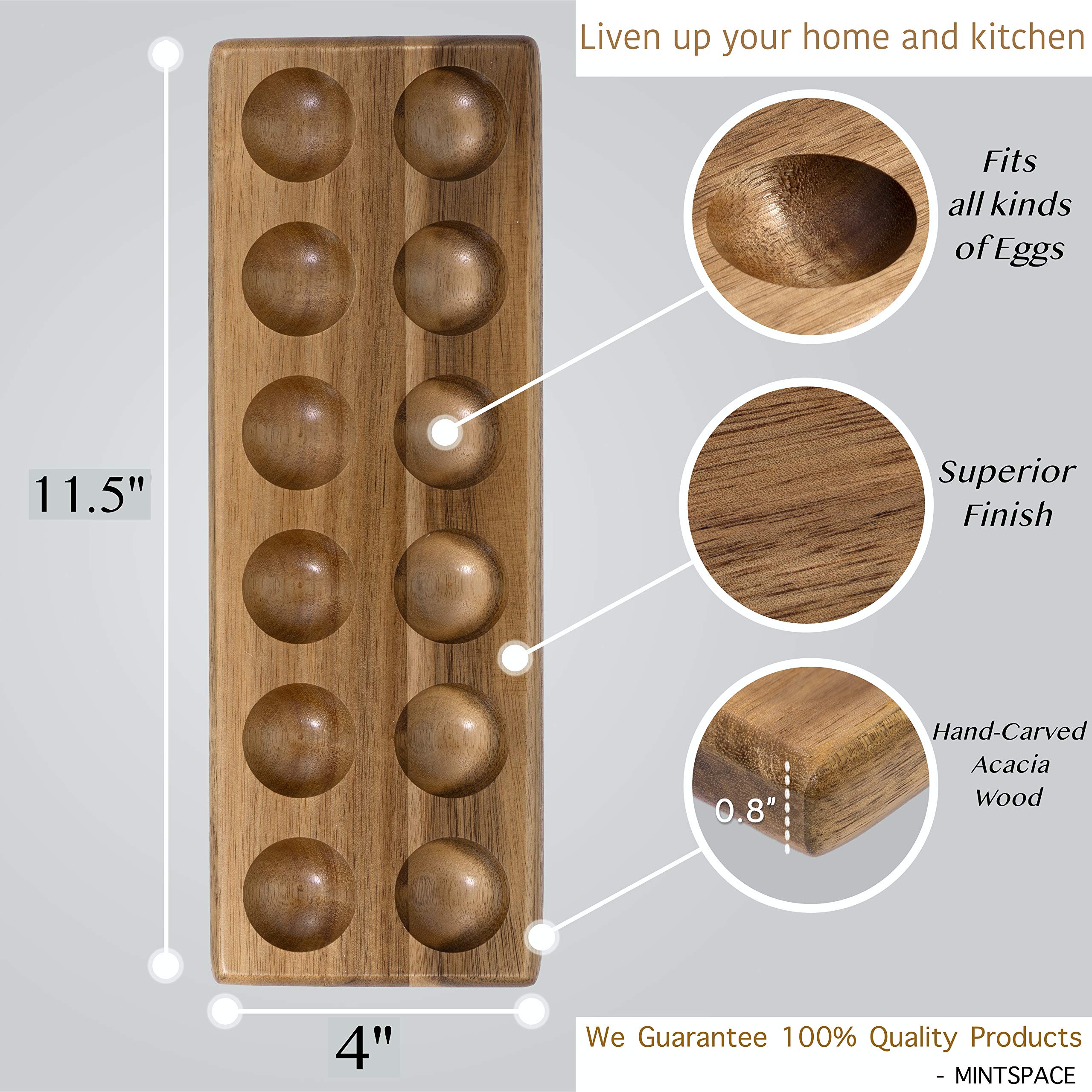 Rustic Wooden Egg Holder Tray - 12 Egg Storage for Refrigerator, Countertop, Chicken Coop & Camping | Farmhouse Fresh Egg Display & Deviled Egg Serving Platter for Kitchen & Outdoor Use