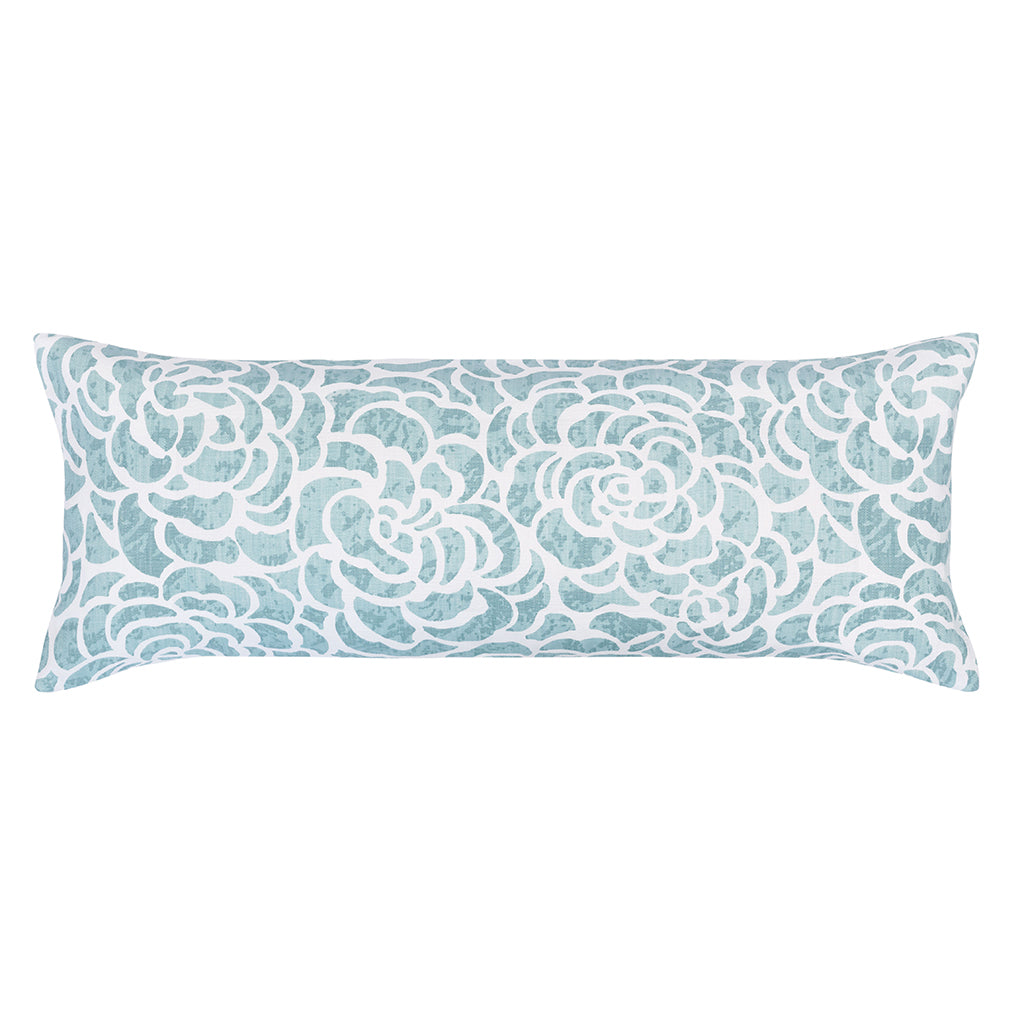Seafoam Peony Extra Long Lumbar Support Pillow - Soft Decorative Cushion for Sofa, Bed & Home Decor