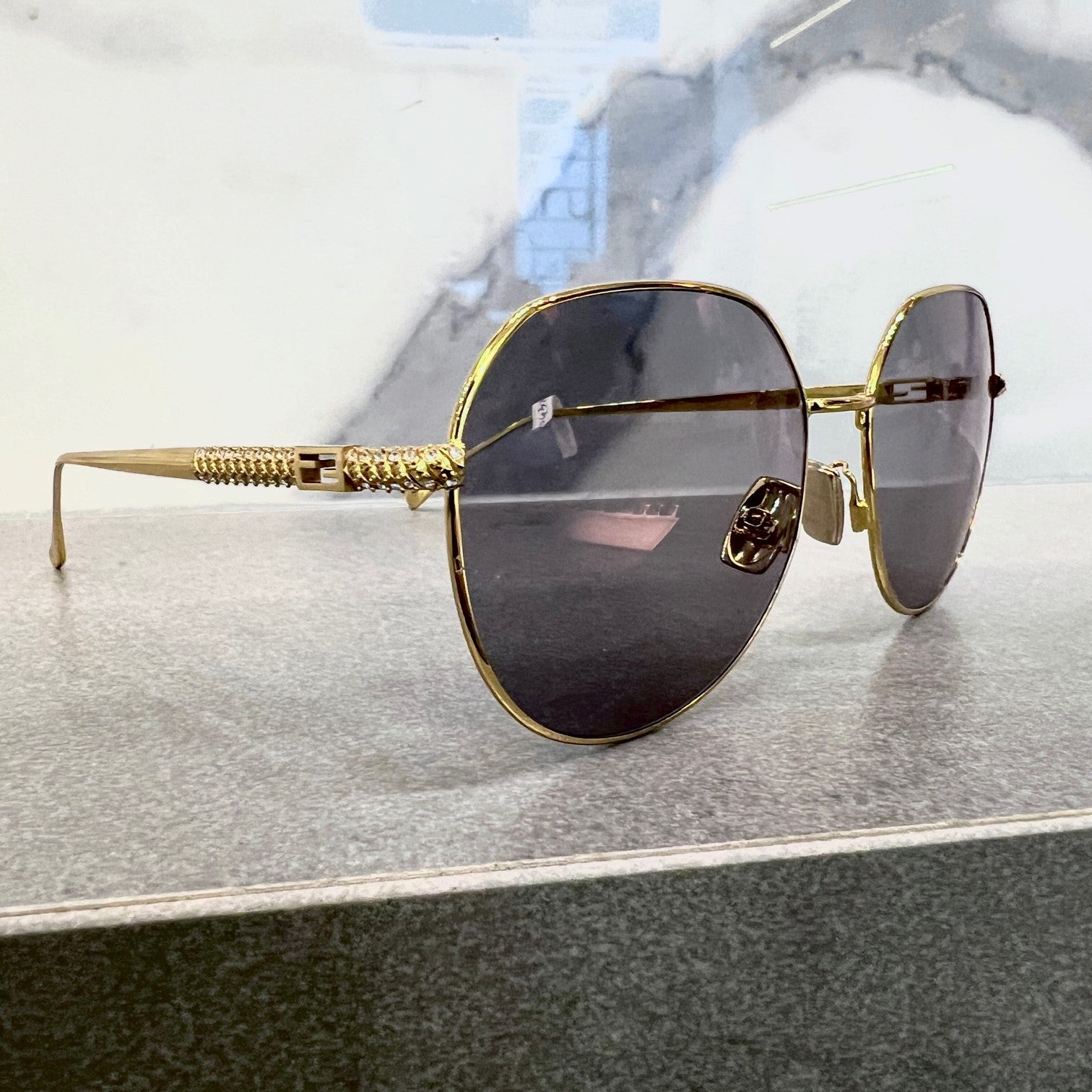 Fendi FF0451FS Sunglasses - Gold & Grey Aviator Style Luxury Sunglasses for Women & Men | UV Protection, Fashion Accessory for Outdoor, Travel & Driving