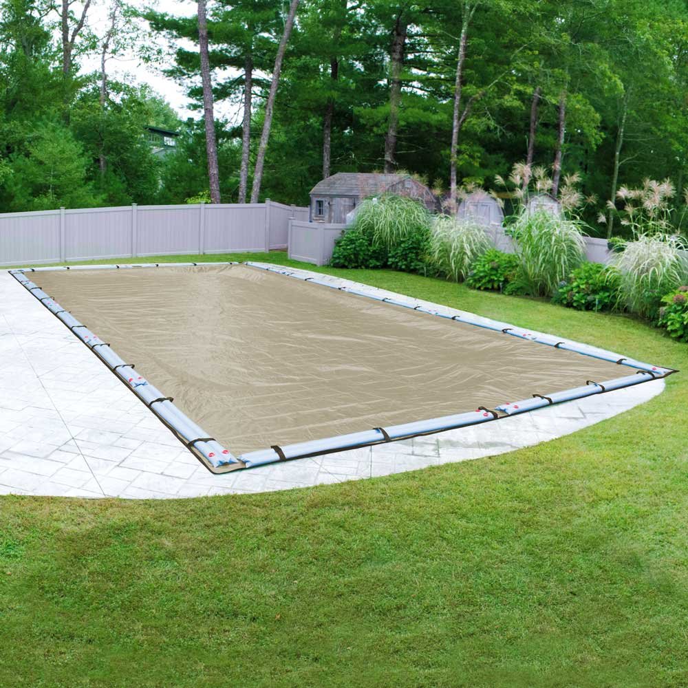 Pool Mate 311840R-PM 20-Year Professional-Grade Winter In-Ground Pool Cover 18x40 ft Tan - Heavy Duty Protection for Swimming Pools During Cold Seasons