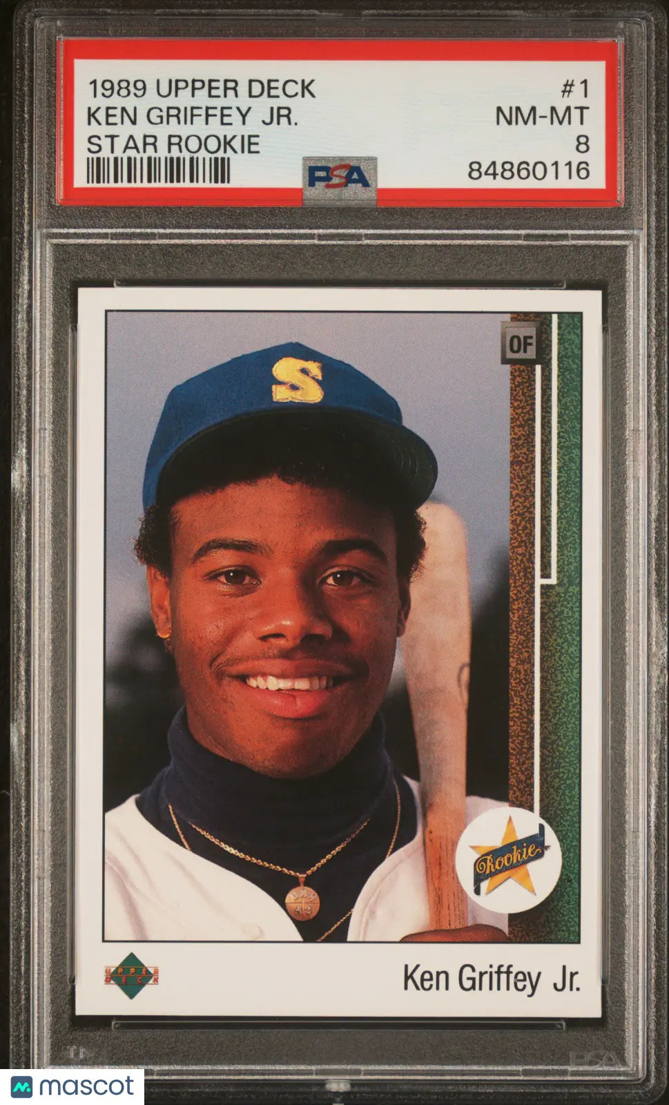 1989 Upper Deck Ken Griffey Jr. Rookie Card #1 PSA 8 - Mint Condition Baseball Collectible for Sports Memorabilia Display & Investment
