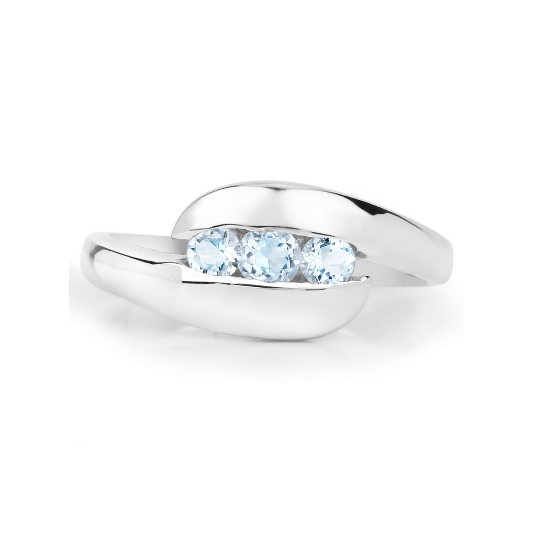 Genuine Blue Topaz Bypass Ring - Sterling Silver 925 Women's Jewelry | Perfect for Weddings, Anniversaries & Special Occasions