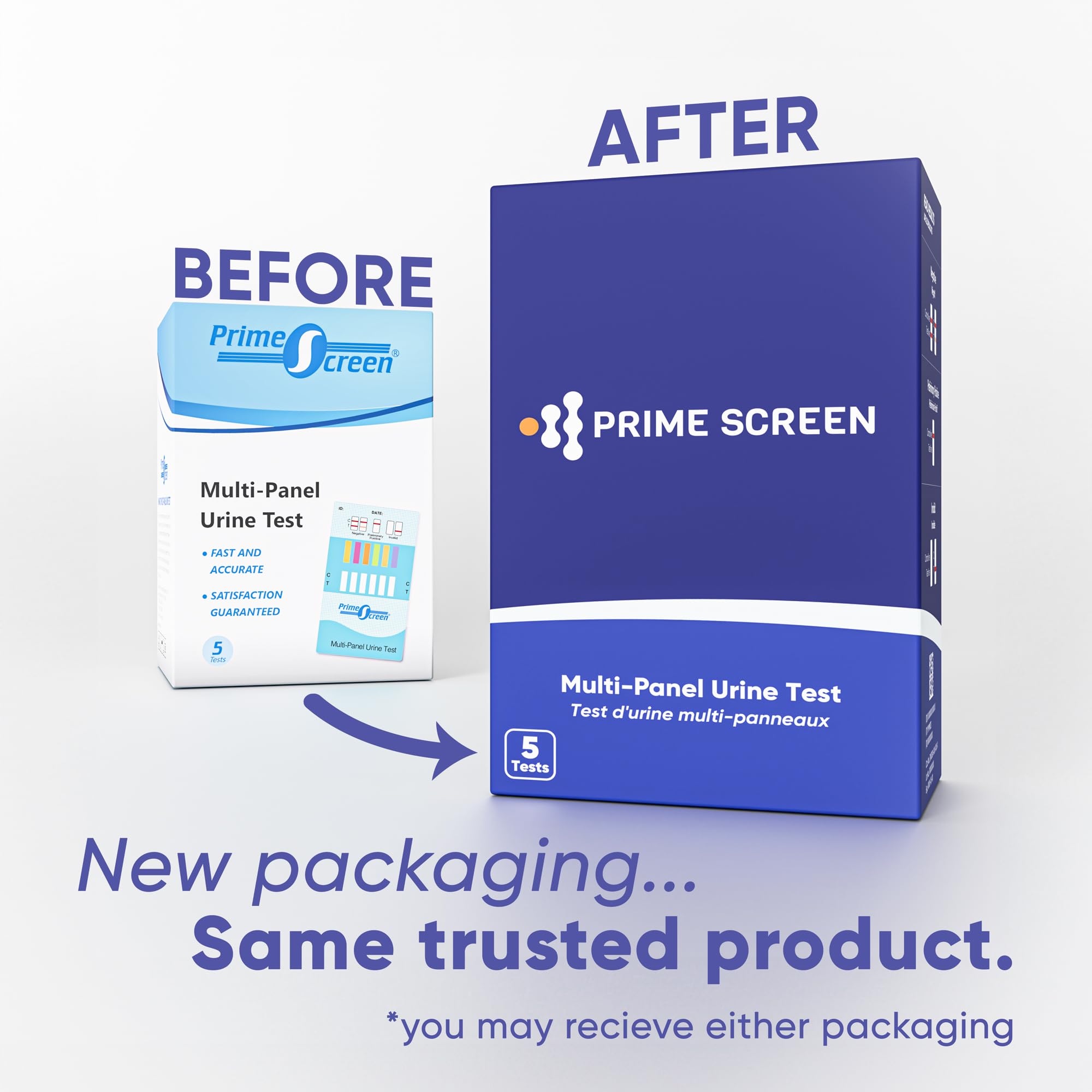 Prime Screen Multi-Panel Urine Test Kit - 5 Panel Drug Test for THC, Nicotine (COT), Alcohol (EtG) - 5 Pack - Home & Workplace Drug Testing, Employee Screening, Probation Monitoring