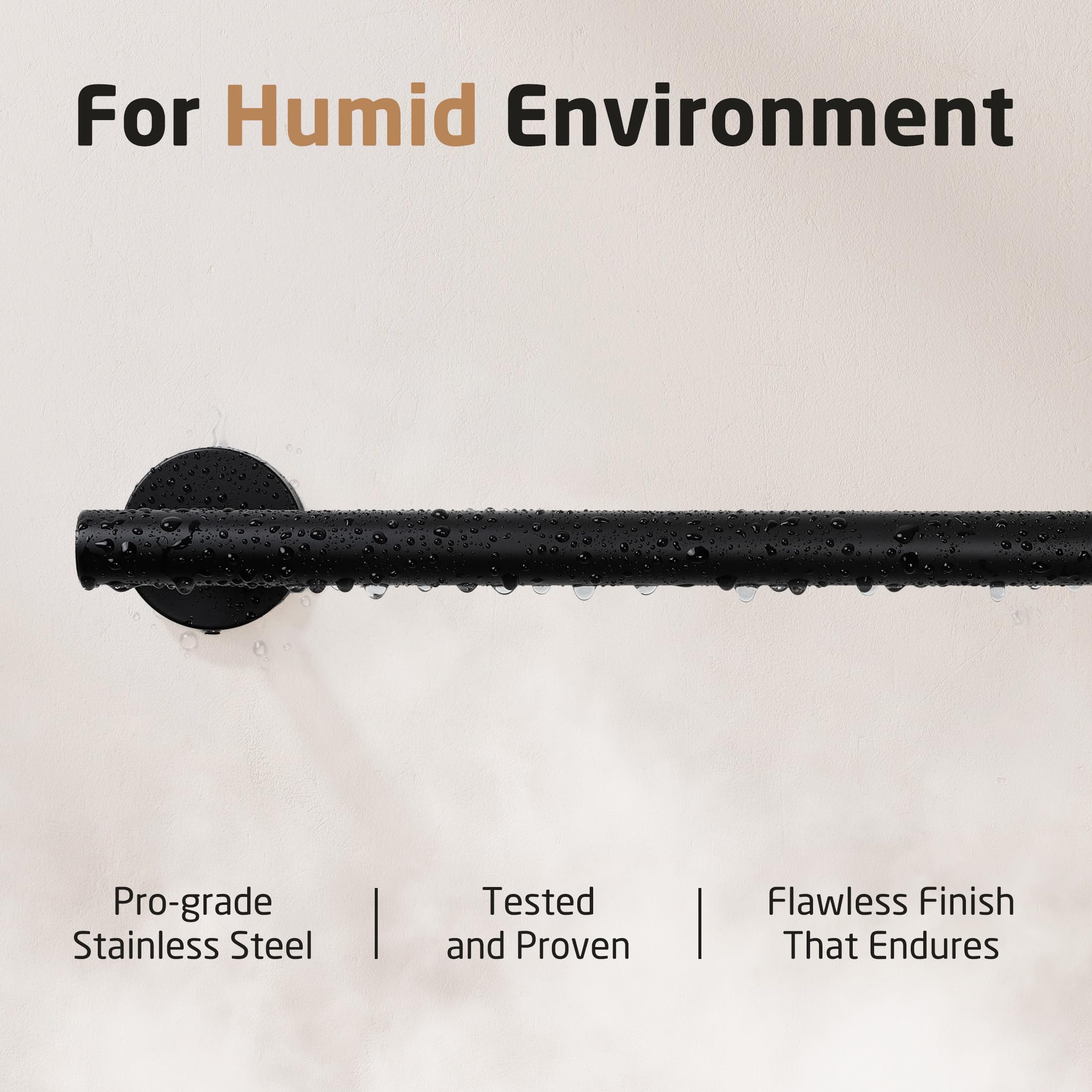 27.6 Inch Matte Black Stainless Steel Towel Bar - Rustproof SUS304 Bathroom Towel Holder for Shower & Hand Towels - Wall Mounted (29.9