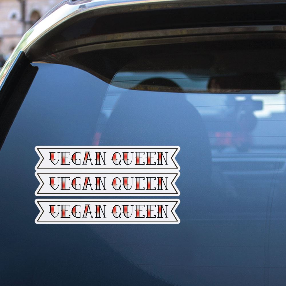 3X Vegan Queen Sticker Decal - Waterproof Vinyl Decals for Laptops, Water Bottles & Notebooks - Perfect for Vegan Lifestyle, Eco-Friendly Gifts & Plant-Based Enthusiasts