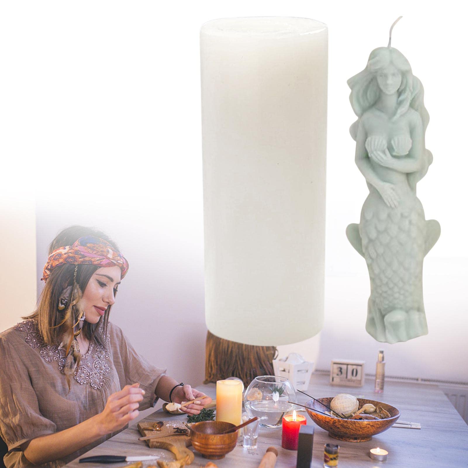 3D Mermaid Silicone Candle & Soap Molds for DIY Crafts - Reusable Handmade Candle Making Kit - Perfect for Halloween Party Decorations, Home Decor & Gift Making