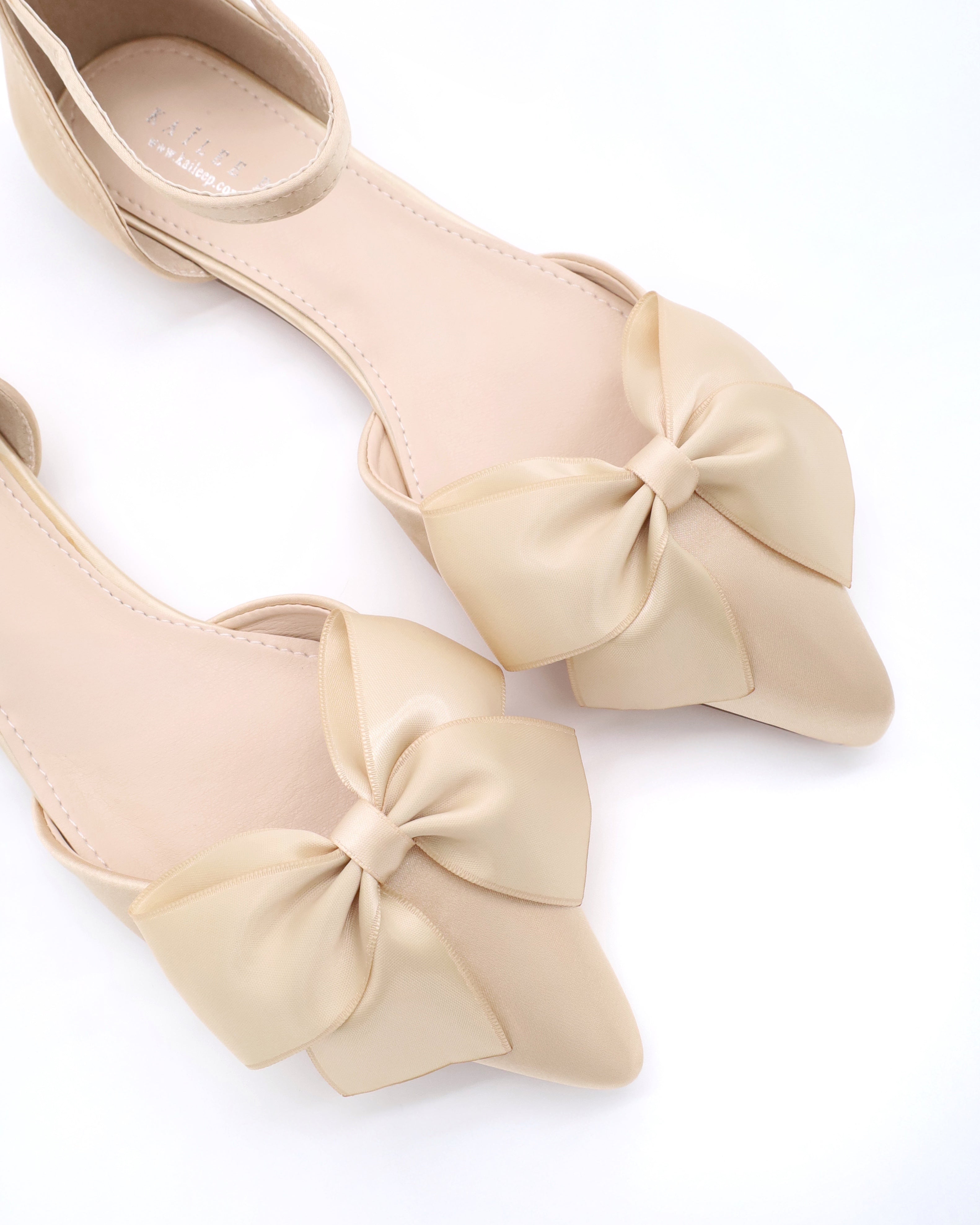 Elegant Satin Pointy Toe Flats with Front Bow - Women's Dress Shoes for Work, Party & Wedding Occasions
