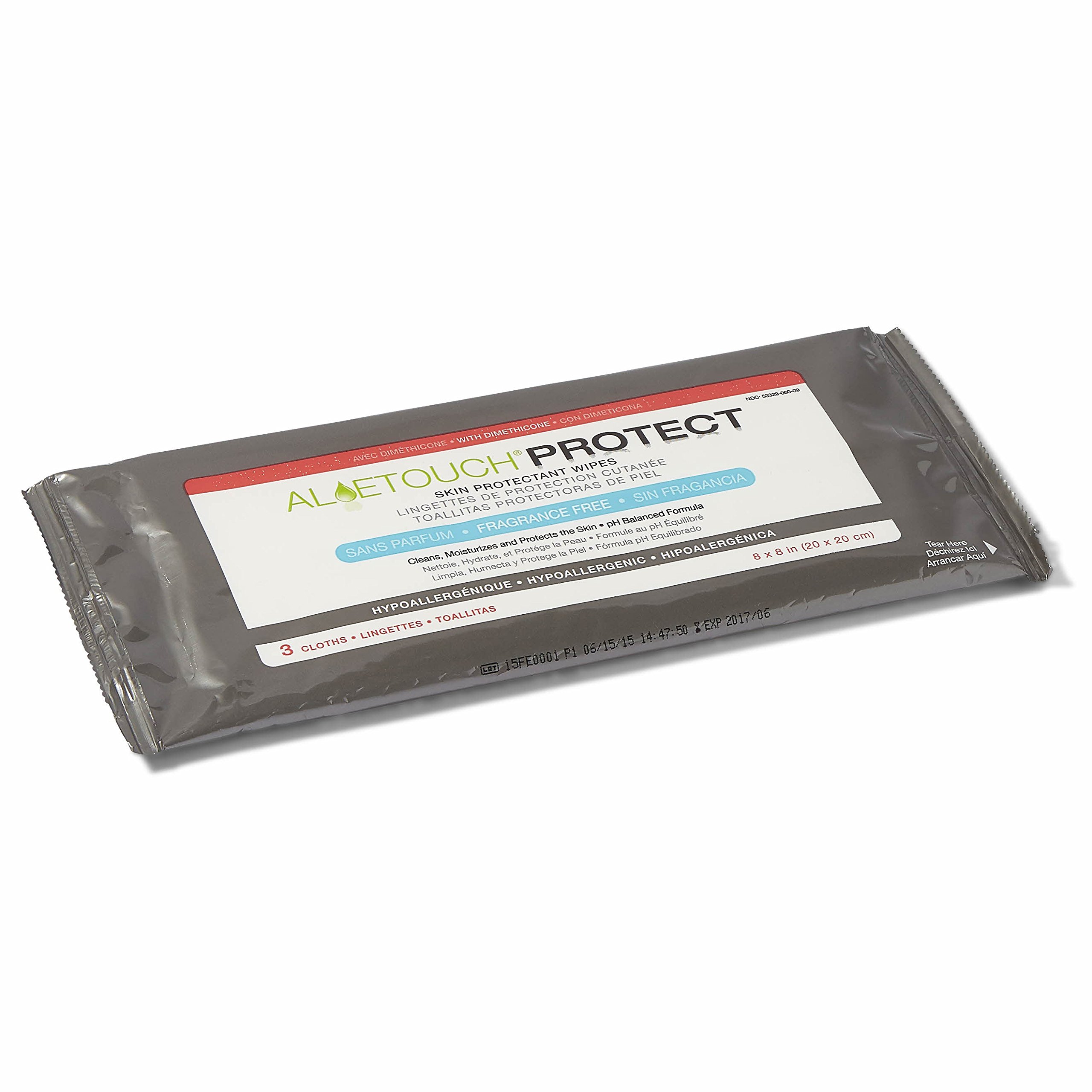 Medline Aloetouch Protect Dimethicone Skin Protectant Wipes - Hypoallergenic & Fragrance-Free (3 Count, Pack of 72) - Ideal for Diaper Rash Prevention, Incontinence Care & Sensitive Skin Protection