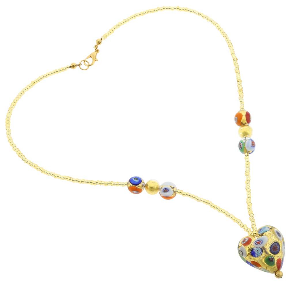 Venetian Murano Glass Heart Necklace - Klimt Inspired Jewelry | Elegant Gift for Women, Valentine's Day & Anniversary