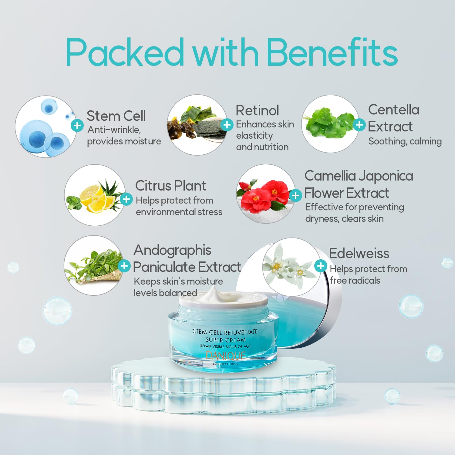 Danique Stem Cell Rejuvenate Super Cream - Korean Anti-Aging Face Moisturizer with Collagen Boost for Wrinkles & Firming | Day & Night Skincare Routine for Glowing Skin