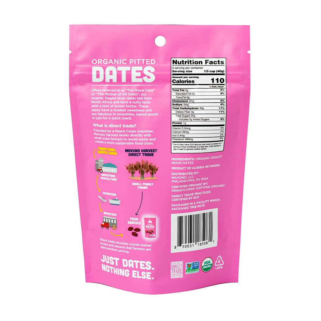 Organic Deglet Noor Pitted Dates - Vegan, Non-GMO Dried Fruit Snacks | No Sugar Added, Resealable 4oz Bags (Pack of 6) | Healthy Snack for Kids & Adults | Perfect for Lunchboxes, Baking, Smoothies & Energy Boosts