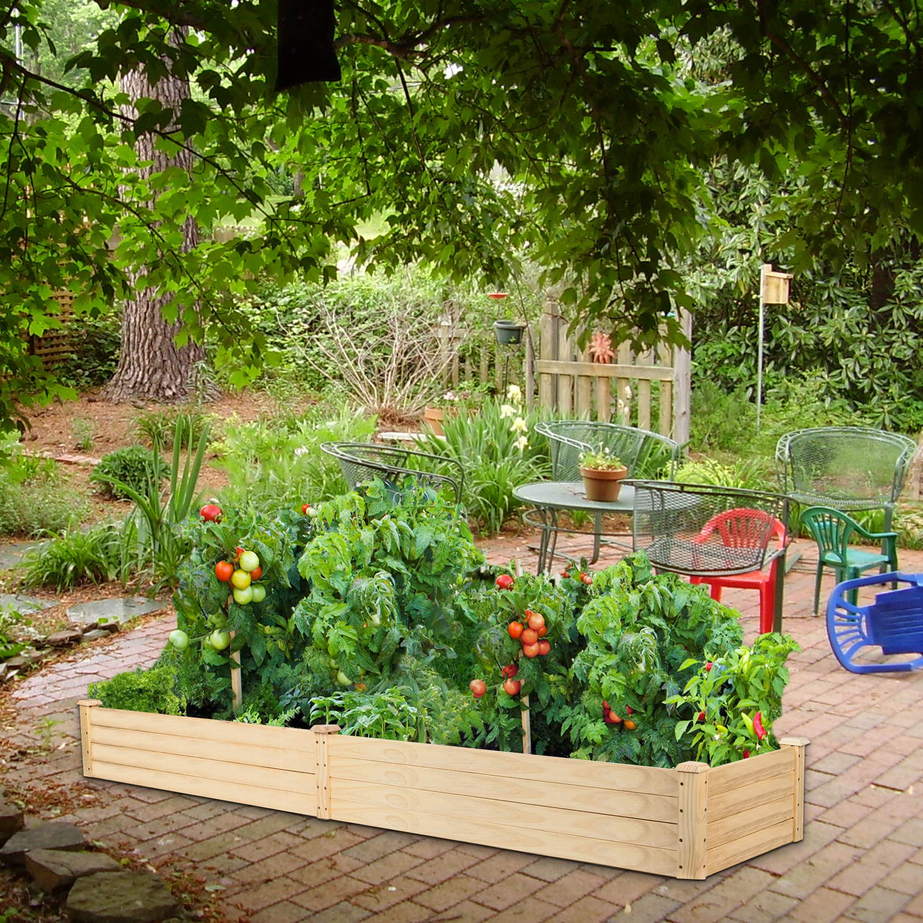 VINGLI 96x24x10 Inch Wooden Raised Garden Bed - Outdoor Planter Box for Vegetables, Flowers, Herbs - Durable Patio Planting Kit for Lawn, Yard & Backyard Gardening - Perfect for Urban Farming & Small Space Gardening