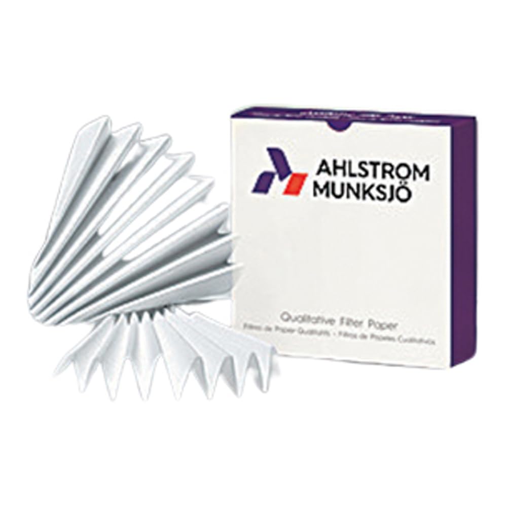 Ahlstrom-Munksjö 5050-3200 Pre-Pleated Fluted Filter Paper, Grade 505, 32cm (Pack of 100) - High-Quality Lab Filtration for Chemistry, Pharmaceuticals & Food Testing