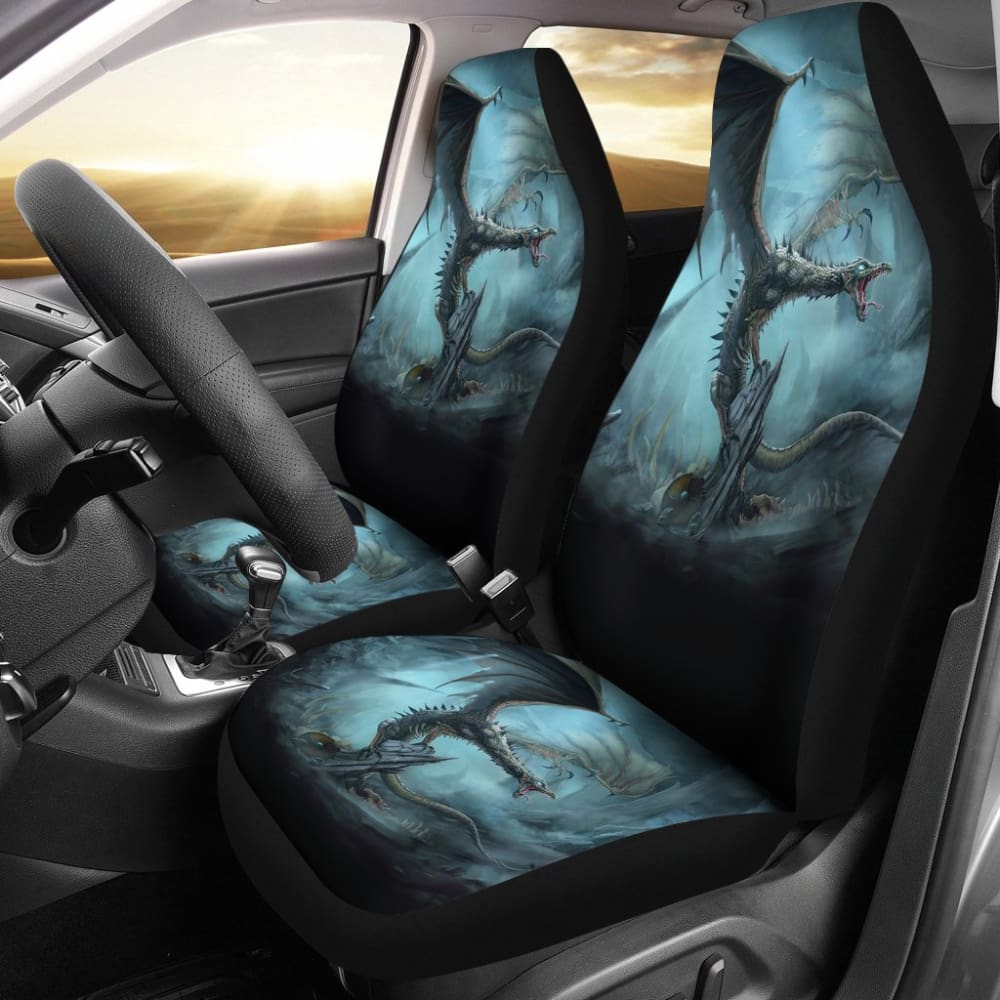 Premium Dragon-Themed Car Seat Covers - Gothic Death Lord Design (Model 211604) | Durable & Stylish Protection for Sedans, SUVs & Trucks | Perfect for Gamers, Fantasy Lovers & Automotive Enthusiasts