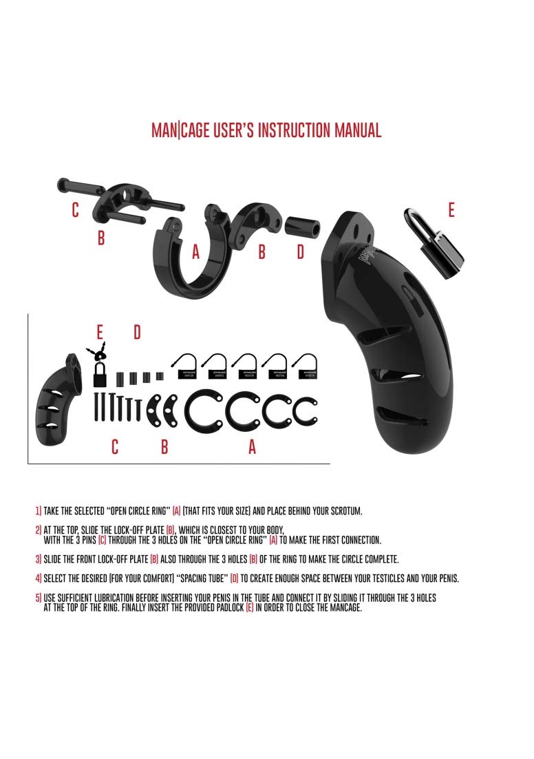 Shots America Mancage Model 05 - 5.5 Inch Black Chastity Device with Cock Ring - Secure Male Chastity Cage for BDSM, Couples Play & Long-Term Wear