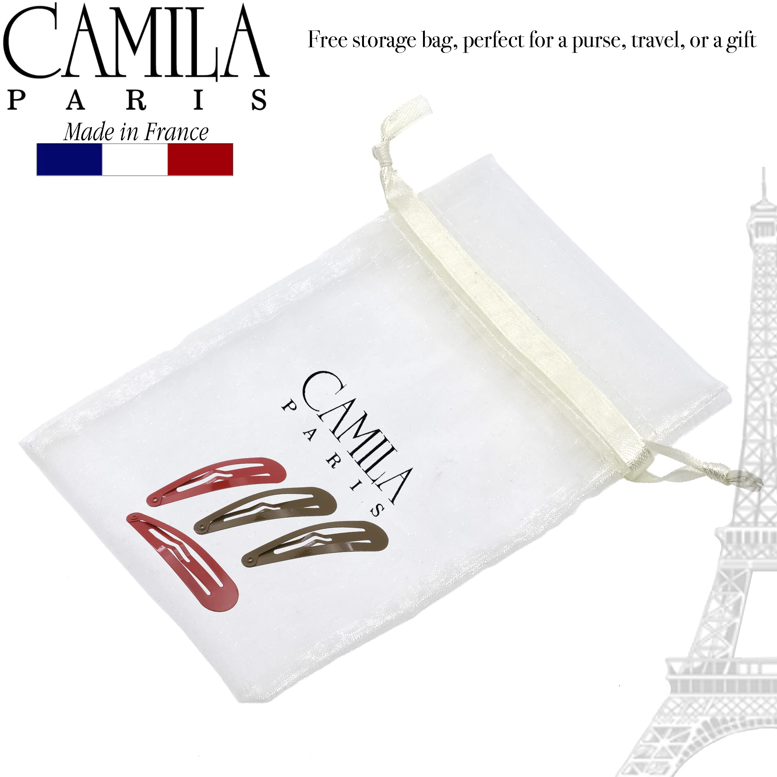 Camila Paris CP1330D French Hair Barrettes - Strong Hold Metal Snap Clips for Women & Girls | No Slip Grip Hair Accessories | Made in France | Perfect for Office, Weddings & Everyday Styling