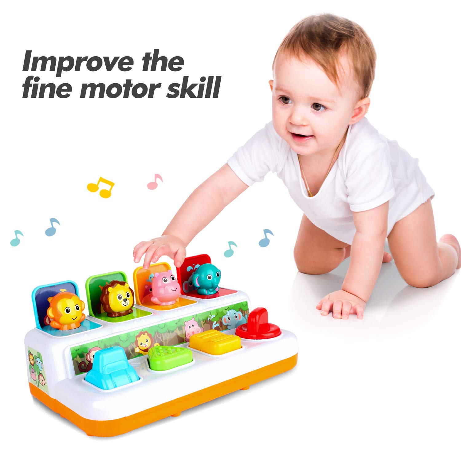 Best Montessori Musical Pop-Up Toys for Babies 6-18 Months | Interactive Cause & Effect Learning Toys for Toddlers 1-3 Years | Perfect Gift for Boys & Girls | Animal-Themed Early Education Toy for Home, Daycare & Travel Play