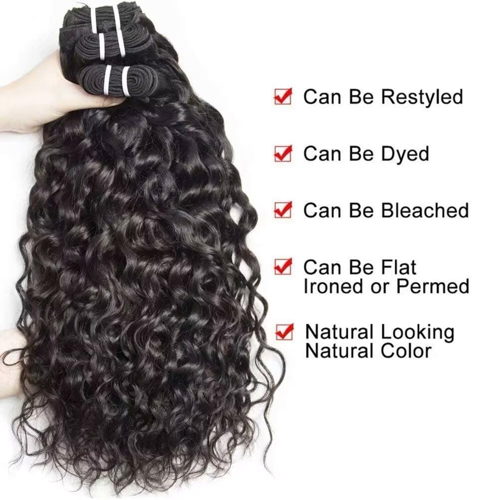 Yavida Brazilian Water Wave Human Hair Bundles 20 22 24 Inch - Unprocessed Remy Hair Weft Extensions for Natural Wet & Wavy Look | Perfect for Braiding, Sew-in Weaves & Protective Styles