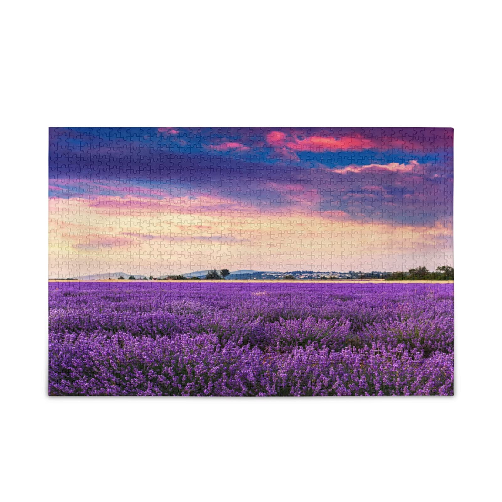 500 Piece Lavender Field Wooden Jigsaw Puzzle for Adults & Kids - Relaxing Home Decor & Stress Relief Game - Perfect for Family Bonding & Mindfulness Activities