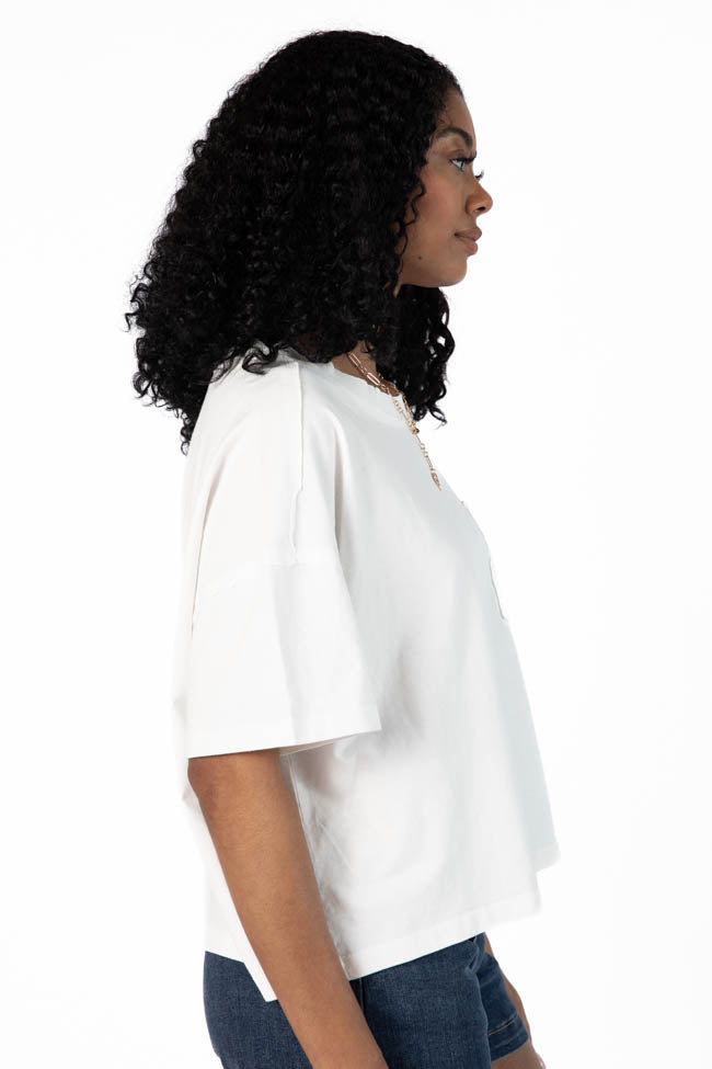 Soft Ivory Knit Pocket T-Shirt for Women - Comfortable Staple Tee for Casual Wear, Layering & Everyday Outfits