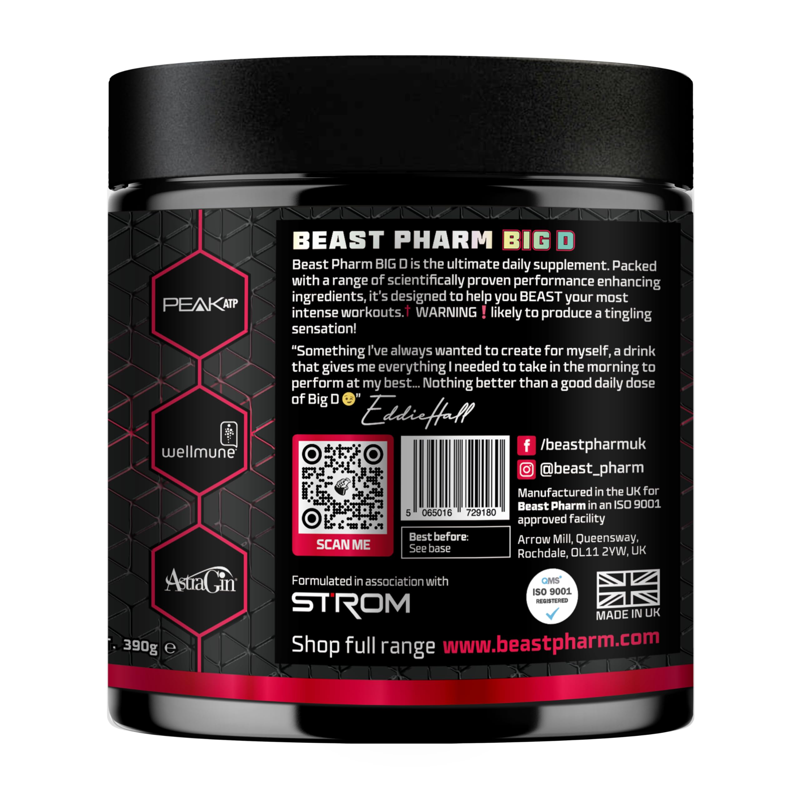 Beast Pharm Big D Protein Powder - 30 Servings, 390g for Muscle Recovery & Strength Building | Post-Workout & Fitness Supplement