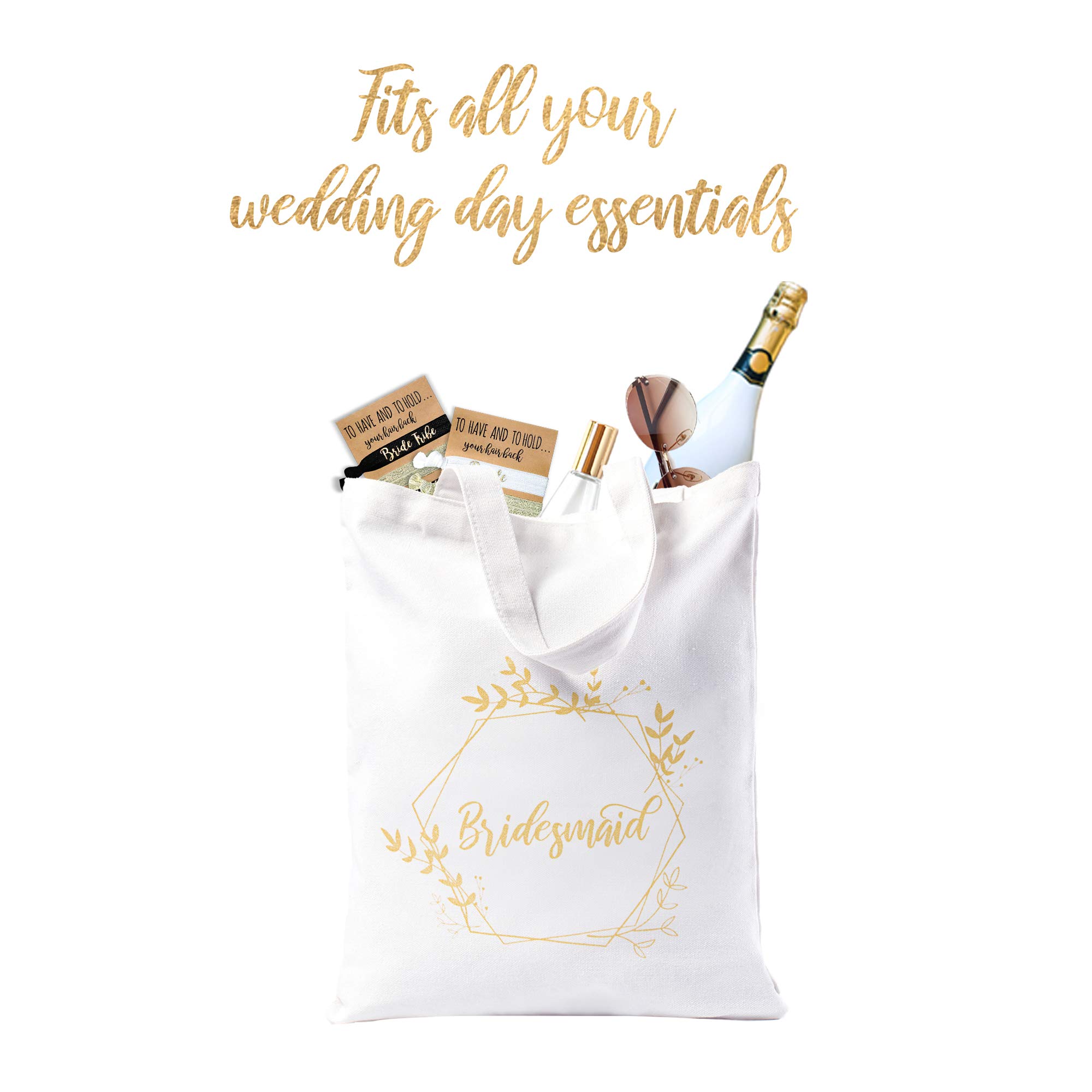 Pop Fizz Designs Bridesmaid Tote Bags Set - 5 Bridesmaid Bags + 1 Maid of Honor Bag (6-Pack) - Perfect for Weddings, Bachelorette Parties & Bridal Showers