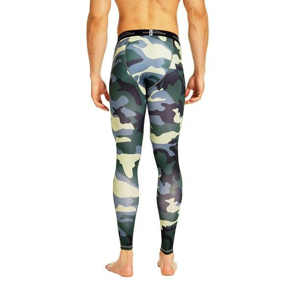 Men's & Youth Green Camo Compression Pants - Moisture Wicking Workout & Training Leggings for Gym, Running, Sports & Outdoor Activities