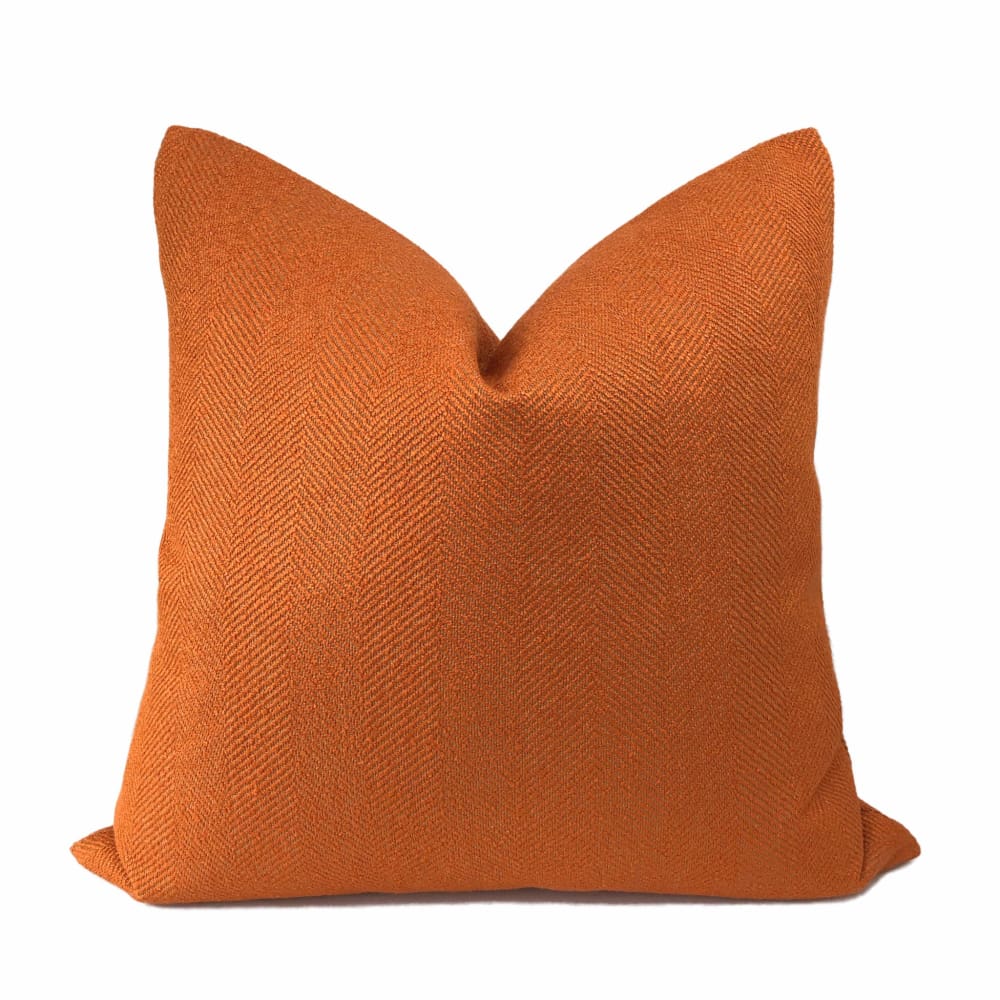 Parker Orange Herringbone Chevron Pillow Cover - Decorative Throw Pillow Case for Sofa, Bed, Couch - Home Decor Accent for Living Room, Bedroom