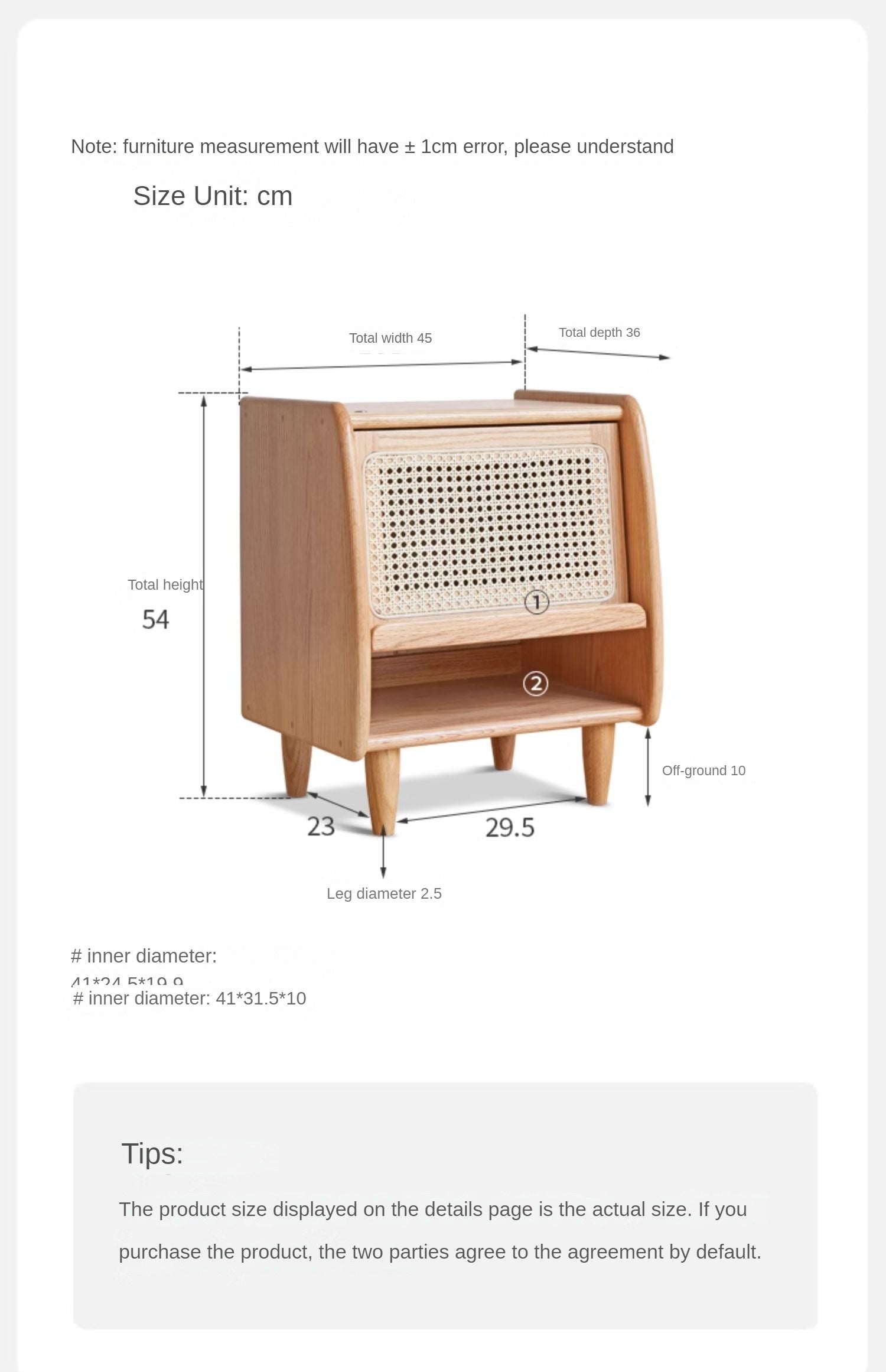 Solid Oak Wood Nightstand with Rattan Accents - Stylish Bedside Table for Bedroom Decor, Living Room, or Guest Room