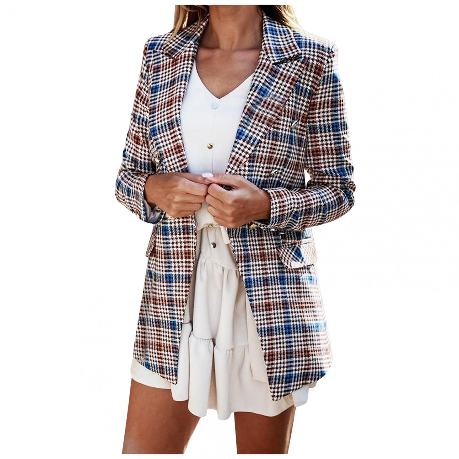 CHSWVUKQ Women's Plaid Shirt Jacket - Stylish Loose Fit Coat for Autumn & Winter Fashion | Casual Outfits, Office Wear & Layering Essential