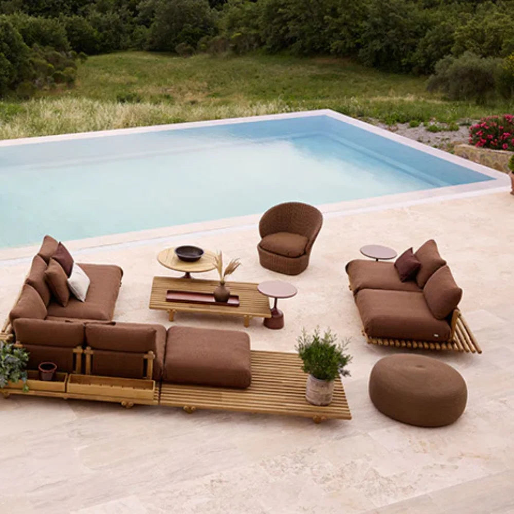 Round Outdoor Footstool - Waterproof & Durable Patio Stool for Garden, Poolside, or Deck - Perfect for Relaxing, Lounging, and Extra Seating