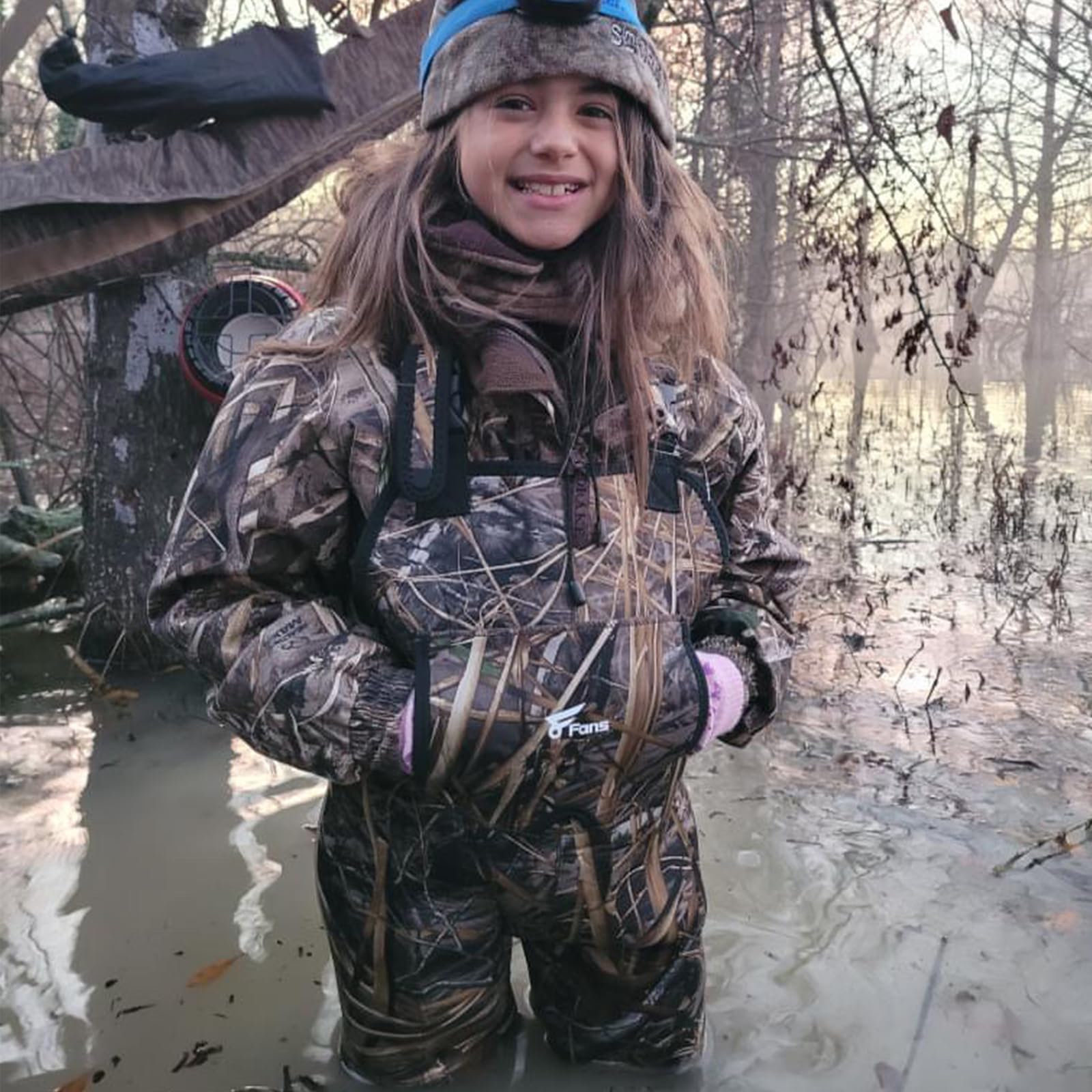 Kids Neoprene Fishing Waders with Boots - Lightweight Chest Waders for Toddlers & Youth - Perfect for Hunting, Fishing & Outdoor Adventures