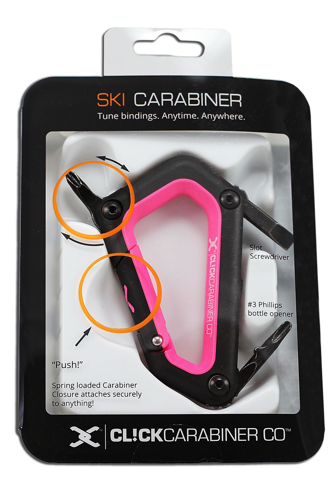 Alpine Ski Carabiner Tool - Durable & Lightweight Climbing Clip for Skiing, Hiking & Outdoor Gear (Neon Pink) - Perfect for Backpacks, Keychains & Sports Equipment Accessories